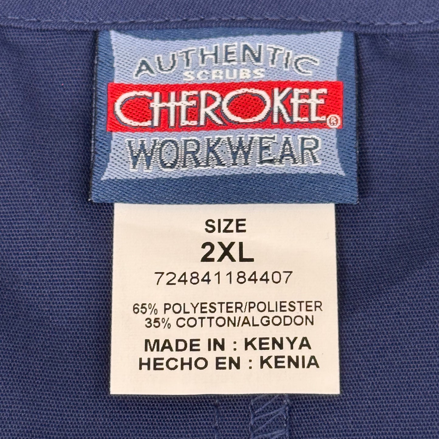 CHEROKEE (2 PACK) V-Neck Single Pocket Scrubs Top Unisex SZ 2XL Navy 4777 NAVW