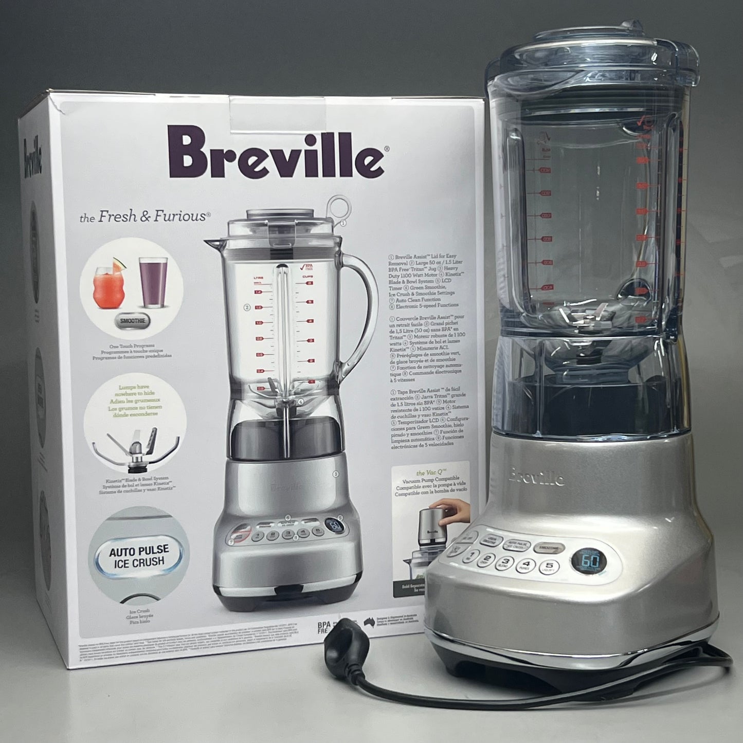 BREVILLE The Fresh & Furious Blender Silver BBL620SIL