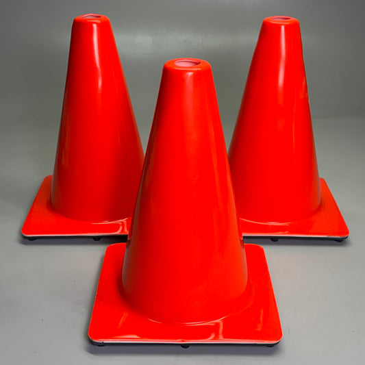 Safety Cone (3 Pcs) Sz 13”Hx9”x9” Red