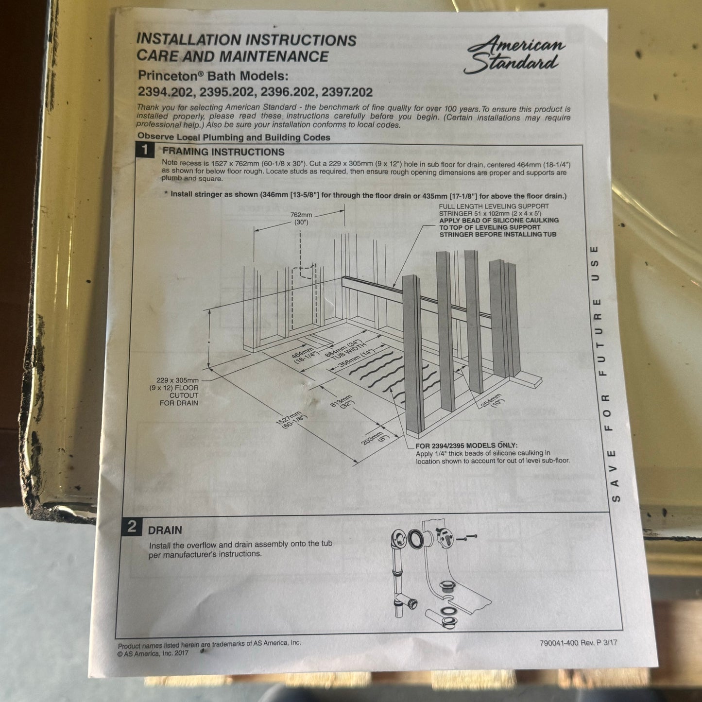 ZA@ AMERICAST STANDARD Tub Durable 3-Layered Design Sz 60”Lx34”Wx15”H (New Other)