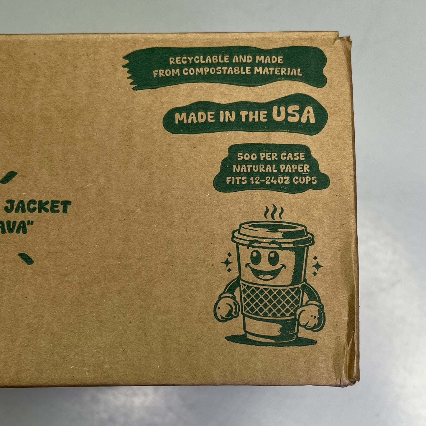 ZA@ JAVA JACKET (500 PACK) Paper Hot Cup Sleeve Fits 12-20 oz Brown (Distressed Box) A