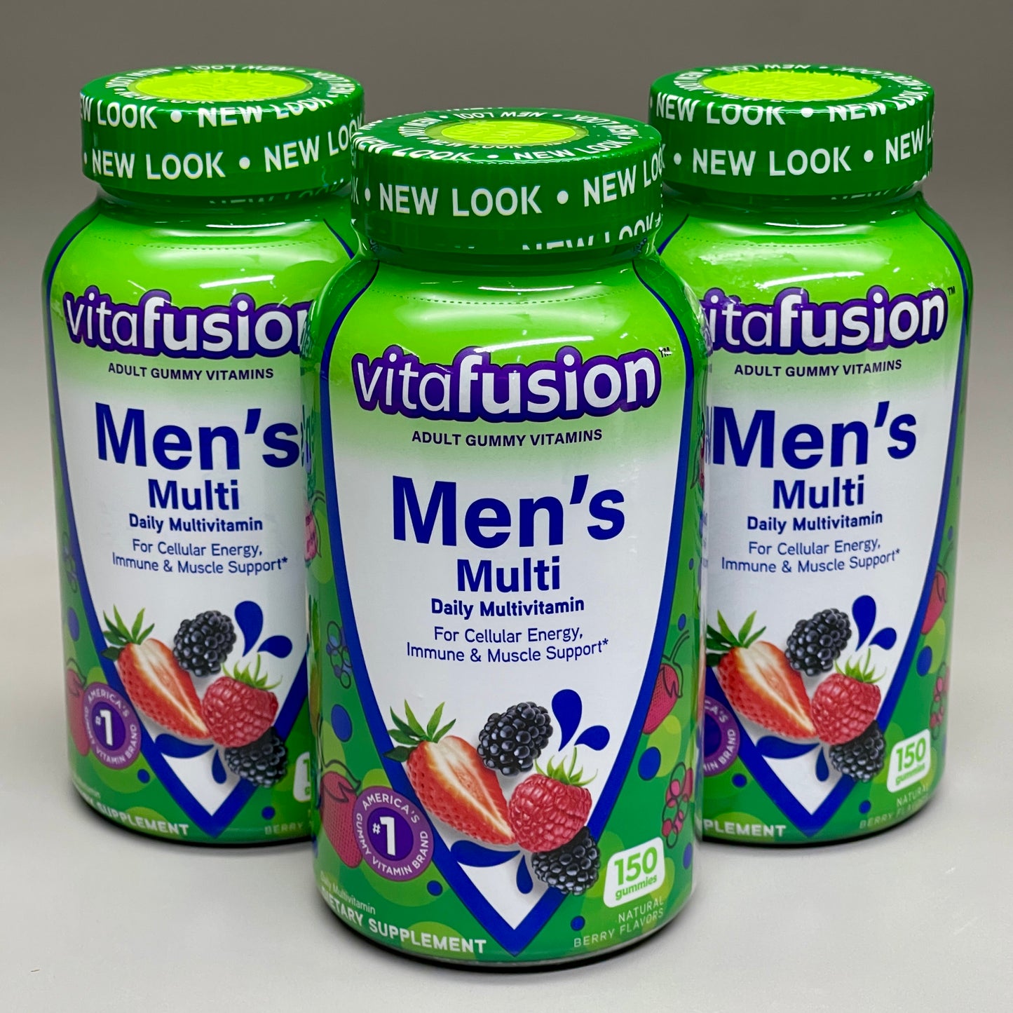 ZA@ VITAFUSION 3-PACK! Men's Daily Multi-Vitamin Gummies 150 Gummies BB 07/24