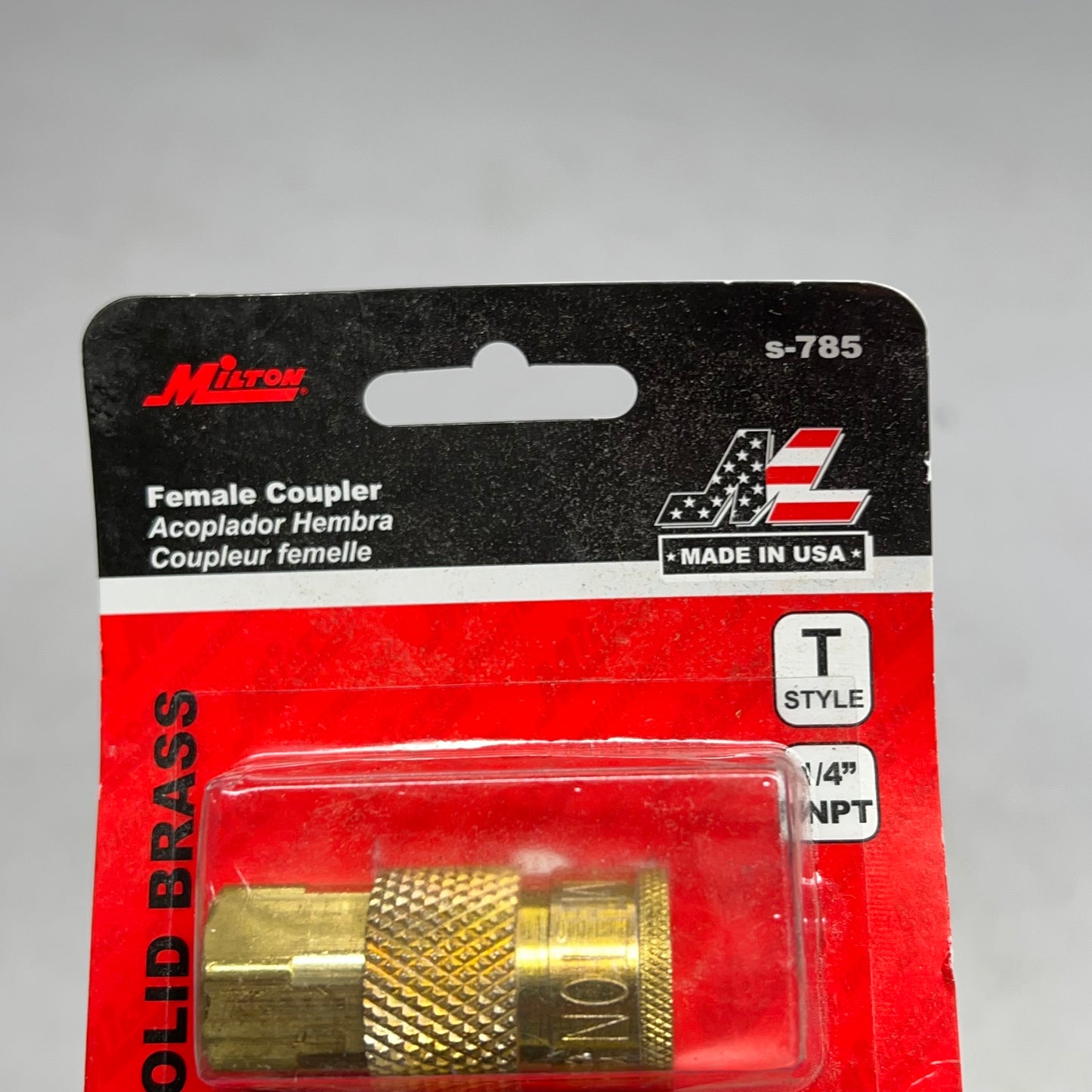 ZA@ LISLE (2 PACK) T-Style Air Compressor Quick Connect Fitting Coupler  1/4" Fnpt Female  Solid Brass S-785