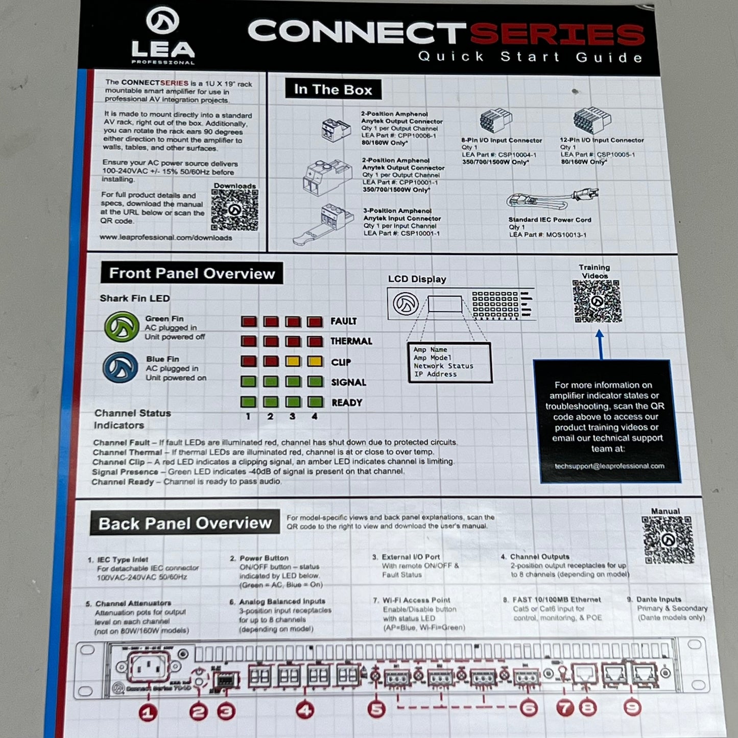 LEA Connect Series 8 Channel Smart Power Amplifier Sz 19” x 15.5” LEACS354