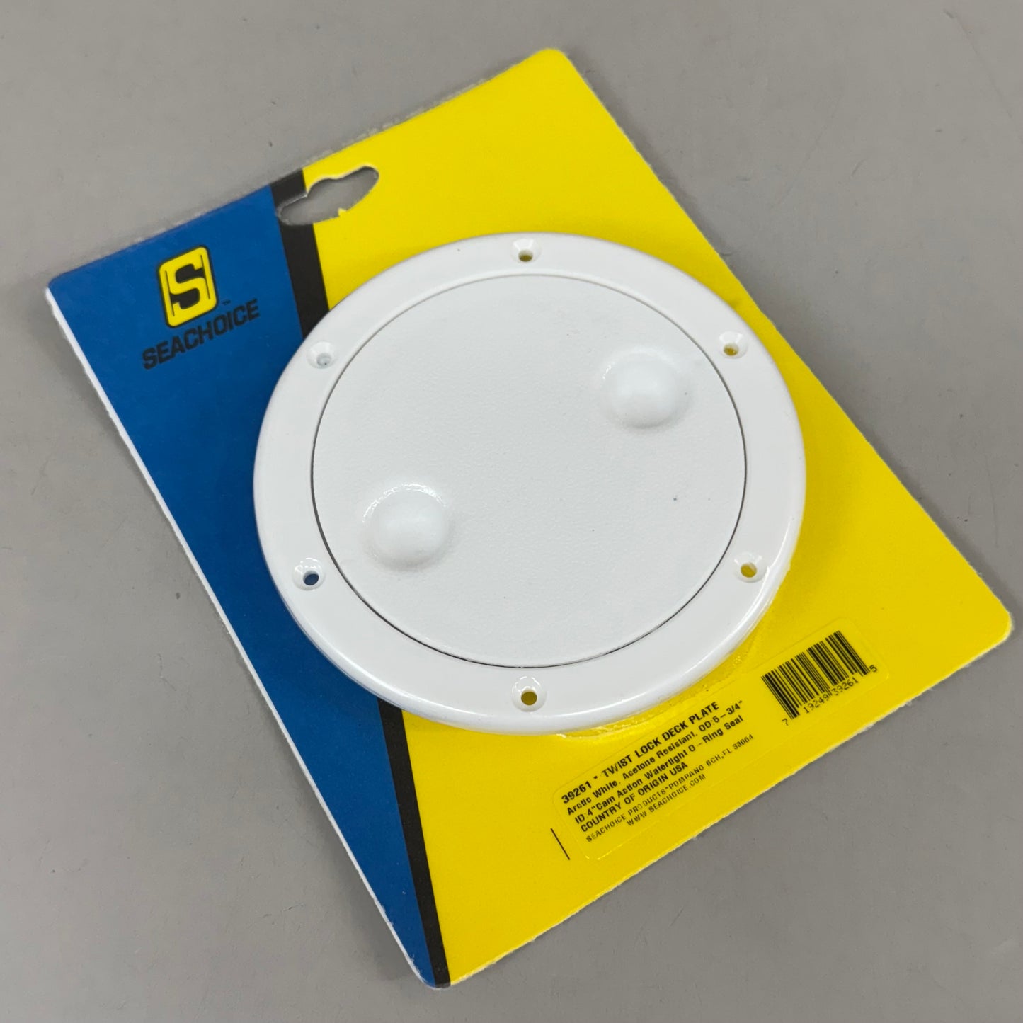 SEACHOICE Artic White Twist N Lock Deck Plate For Boats 9"x7"x1" White 39261