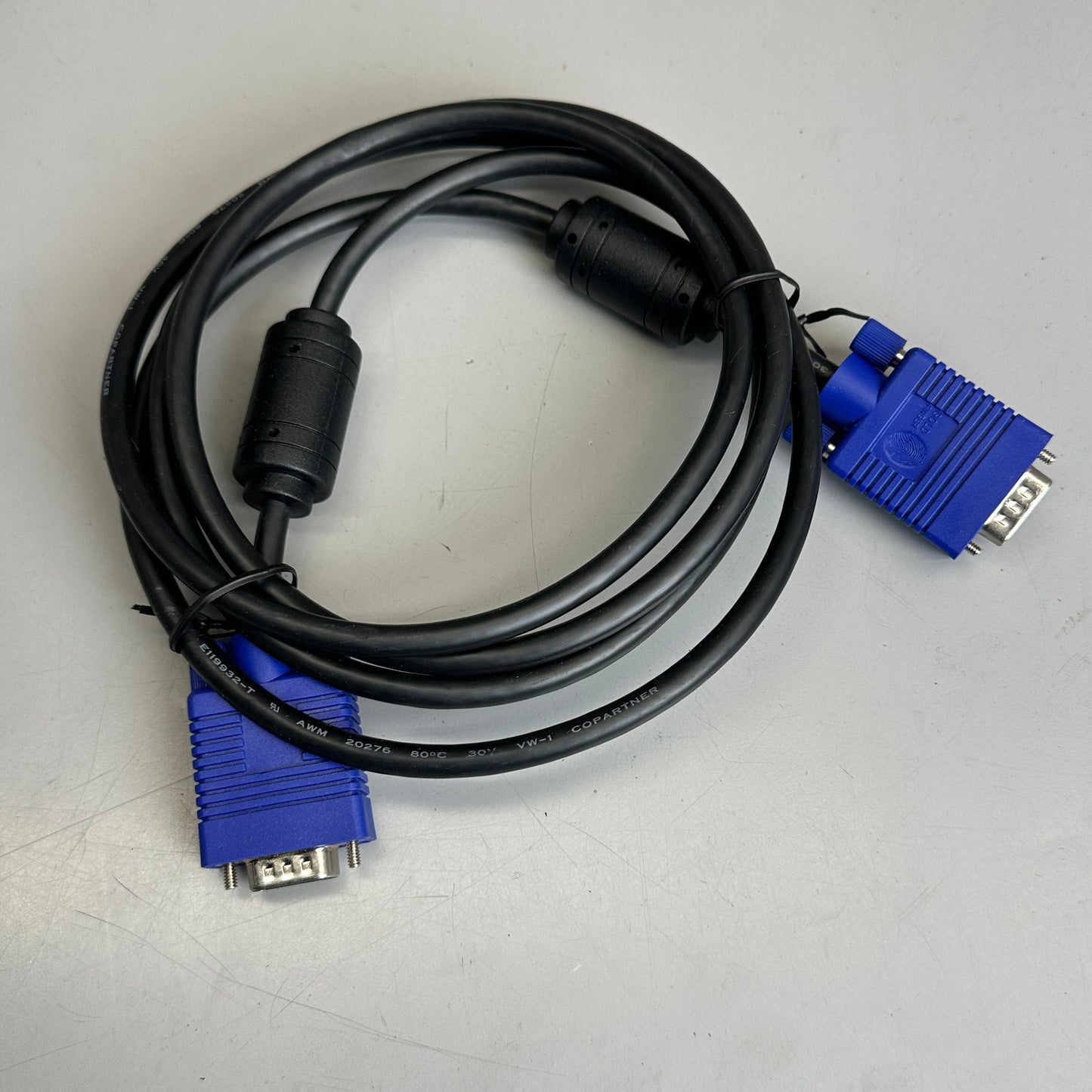 6ft E119932-T AWM 20276 30V 15-Pin Male VGA Monitor Cable Blue