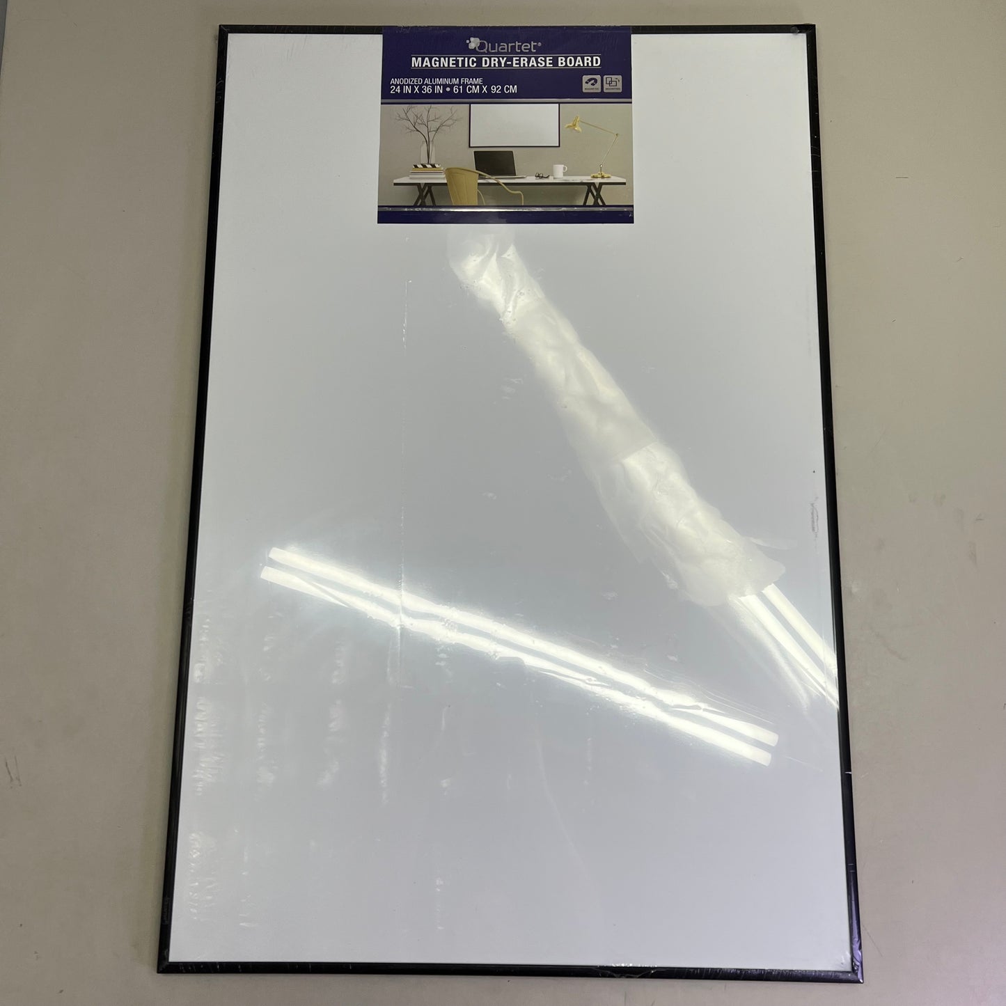 QUARTET Magnetic Dry-Erased Board Anodized Aluminum 36"x24" Black 21502-9