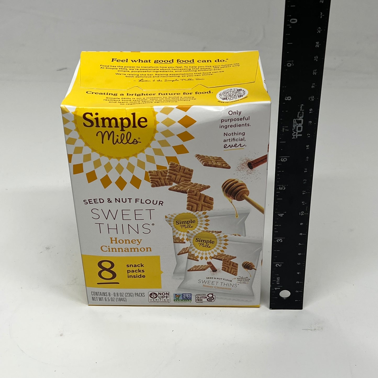 ZA@ SIMPLE MILLS (4 PACK, 8 PACKS EACH) Seed & Nut Flour Sweet Thins Honey Cinnamon  BB 10/26