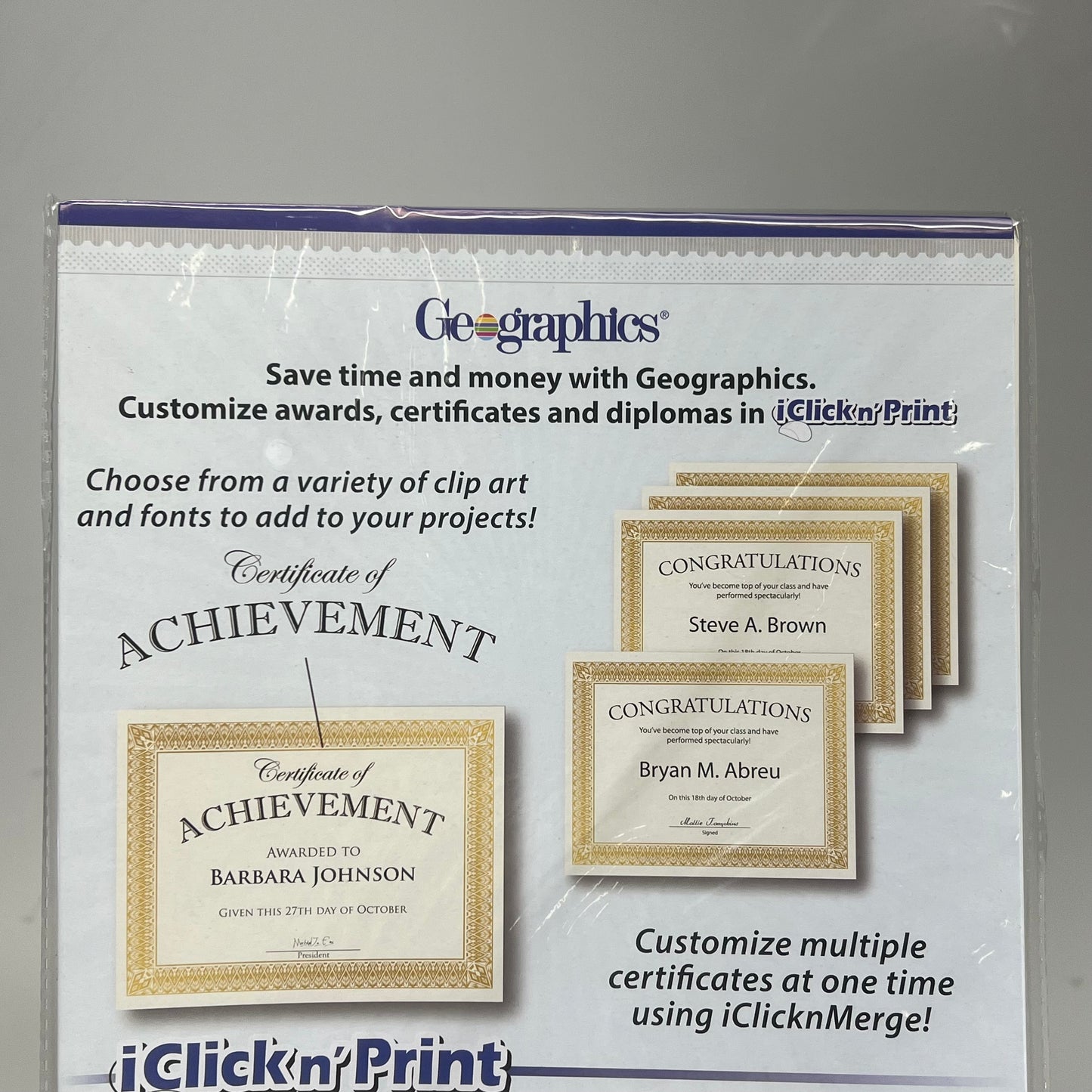GEOGRAPHICS (2 PACK, 15 SHEETS EACH) Foil Certificates 8.5"x11" Gold/Off White