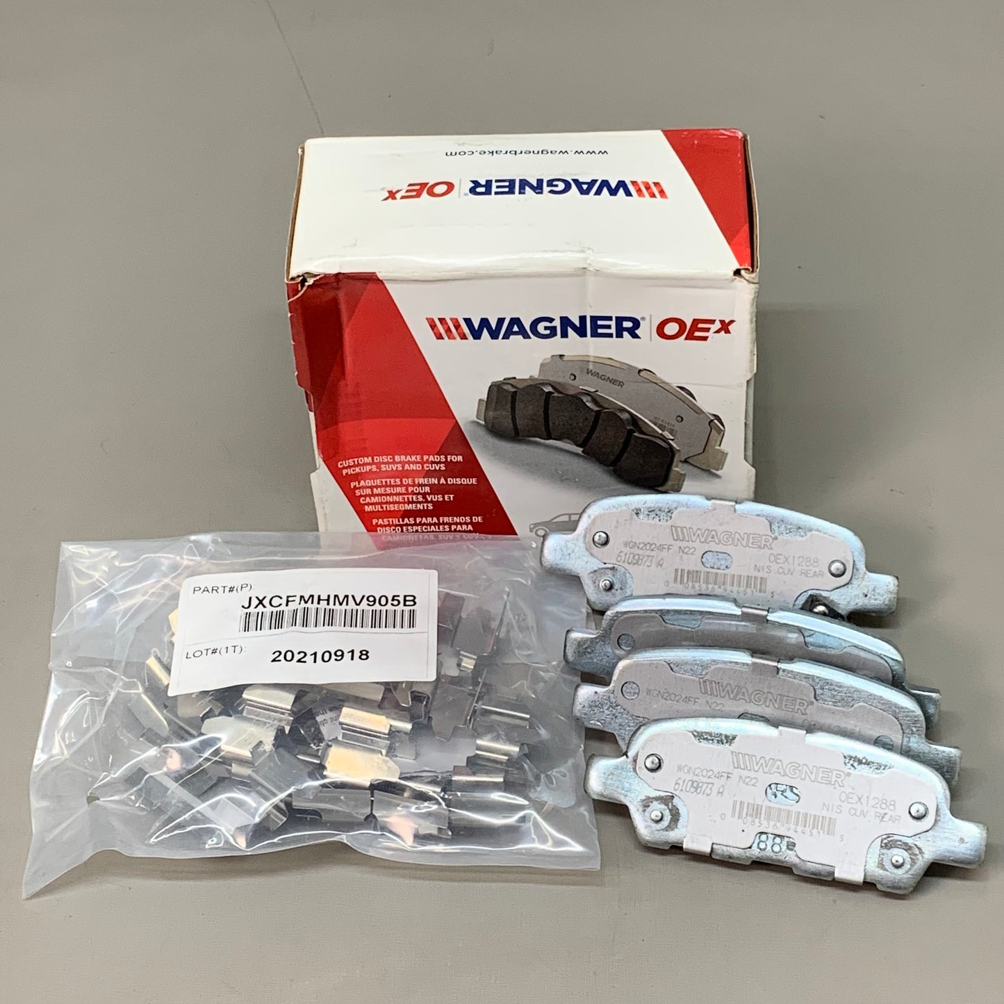 WAGNER OEx Premium Ceramic Disc Brake Pad Set 4 1/2" x 1 1/2" OEX1288