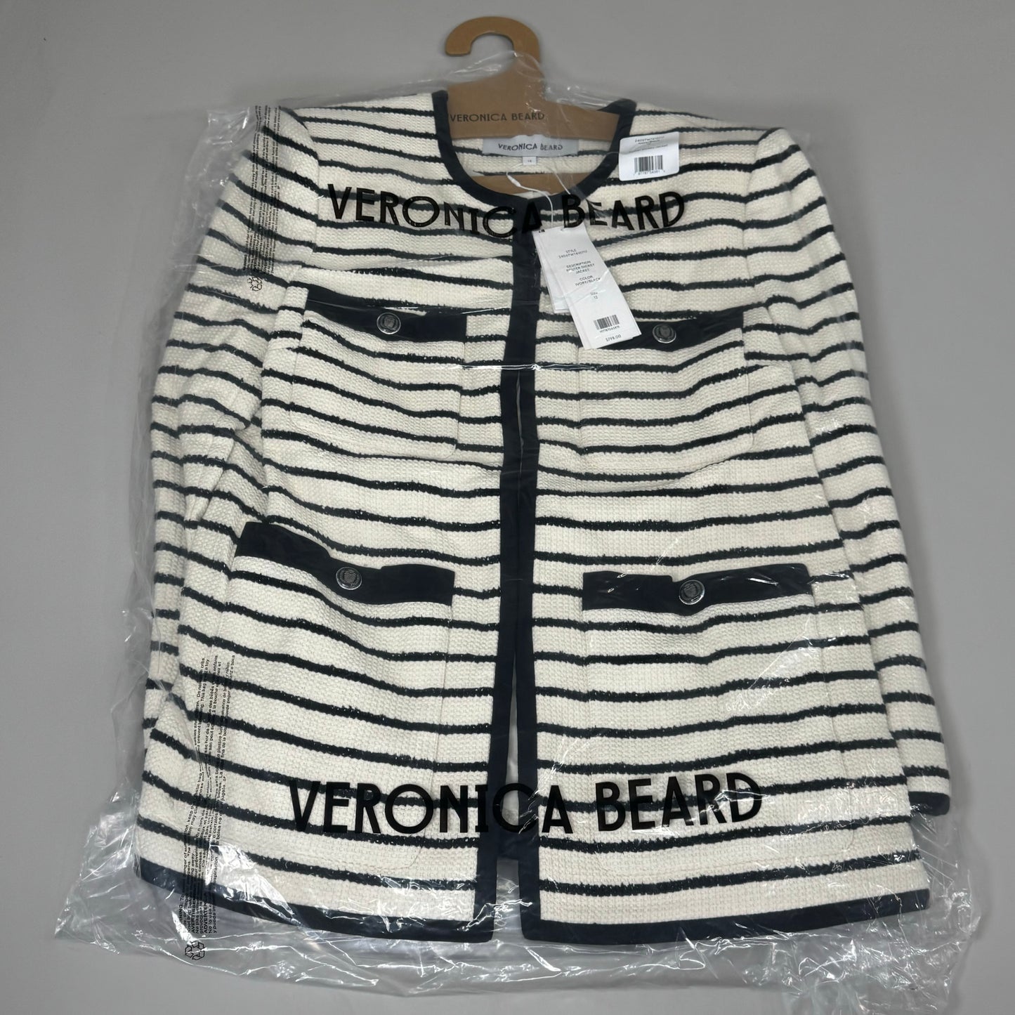 VERONICA BEARD Women's Foster Dickey Jacket Sz-12 Ivory/Black 2406TW7410717