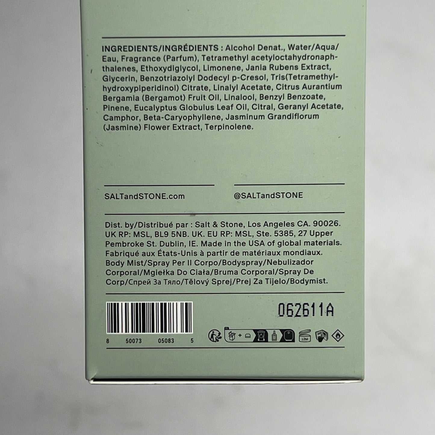 SALT & STONE Body Fragrance Mist Bergamot & Hinoki Scent 3.4 Fl Oz 10327253