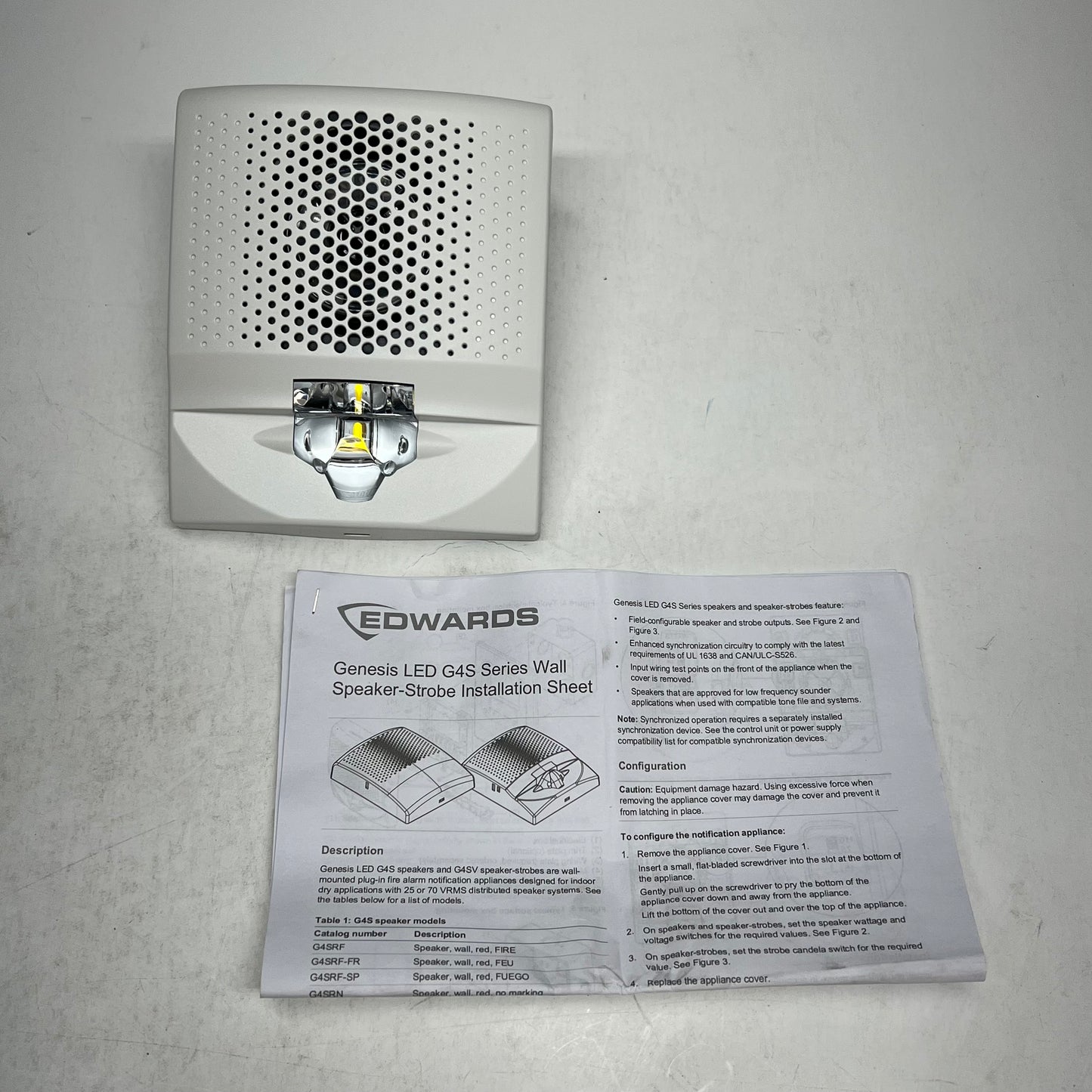 EDWARDS  Combination Wall Speaker Strobe Led  Selectable Wattage White G4SVWF
