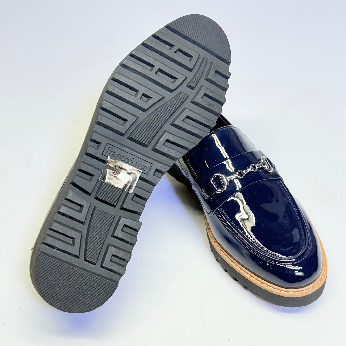 FRANCO SARTO Platform Carolynn Tassel Loafer Womens Sz 8-1/2 M Inky Navy 06919