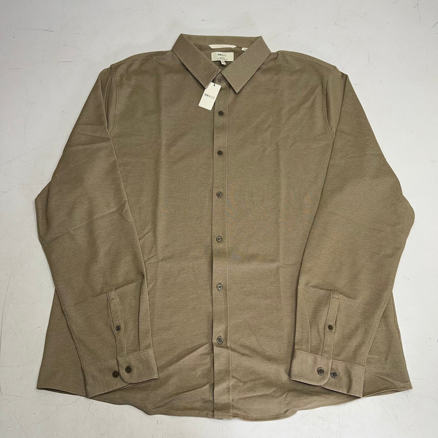 RW & CO Long Sleeve Piqué Knit Shirt Collared Men's Sz XXL Kangaroo 489093