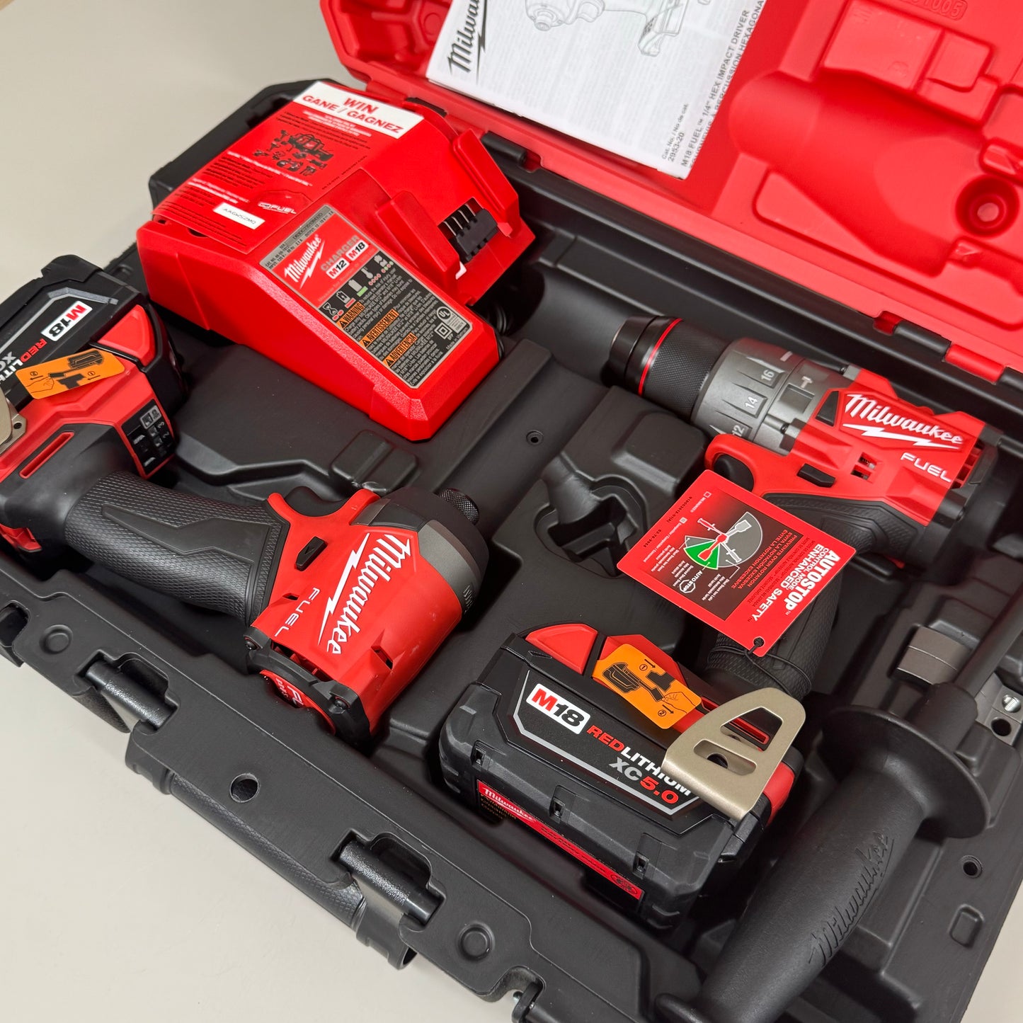 MILWAUKEE 2-Tool Drills Combo Kit Red lithium XC5.0 Fits M18 Batteries 3697-22