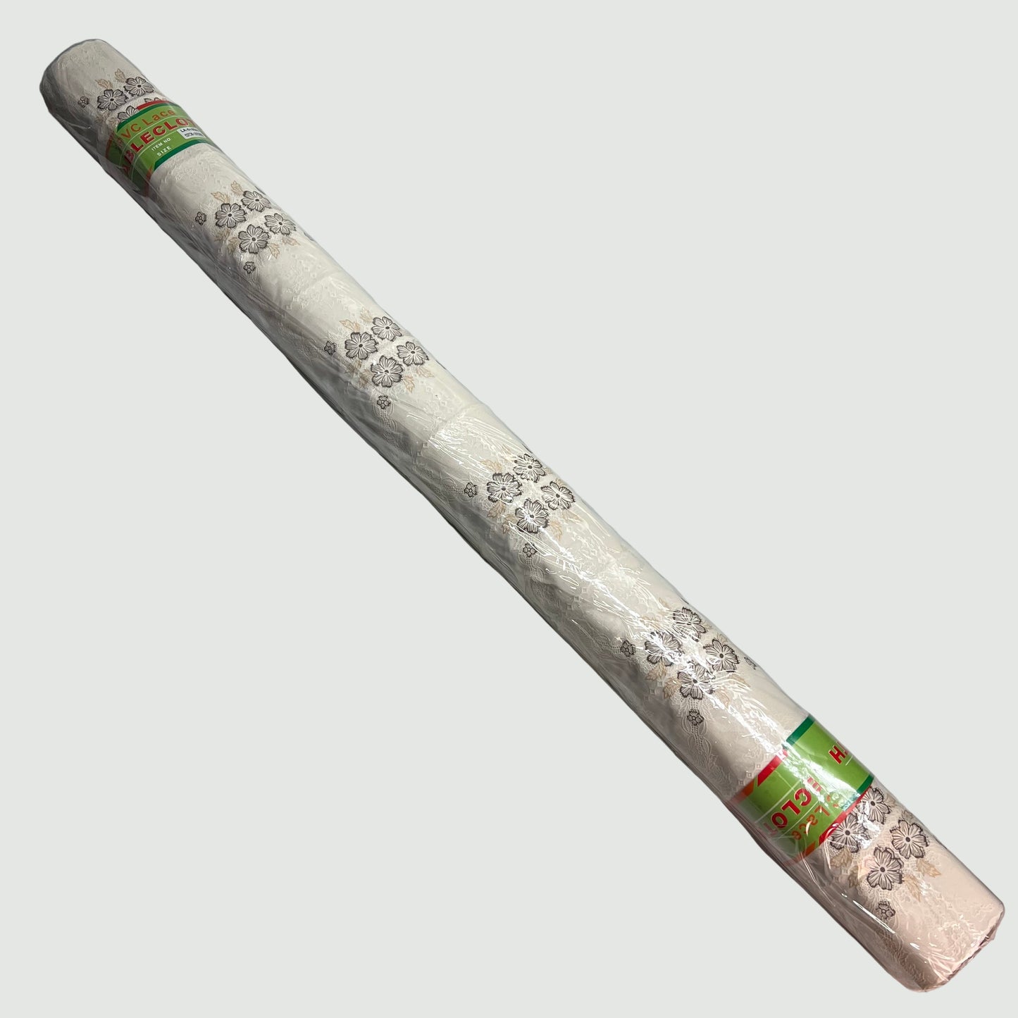 PVC Diamond Quilt With Floral Accents Table Cloth 54"x60' White/Brown LA-0489AI