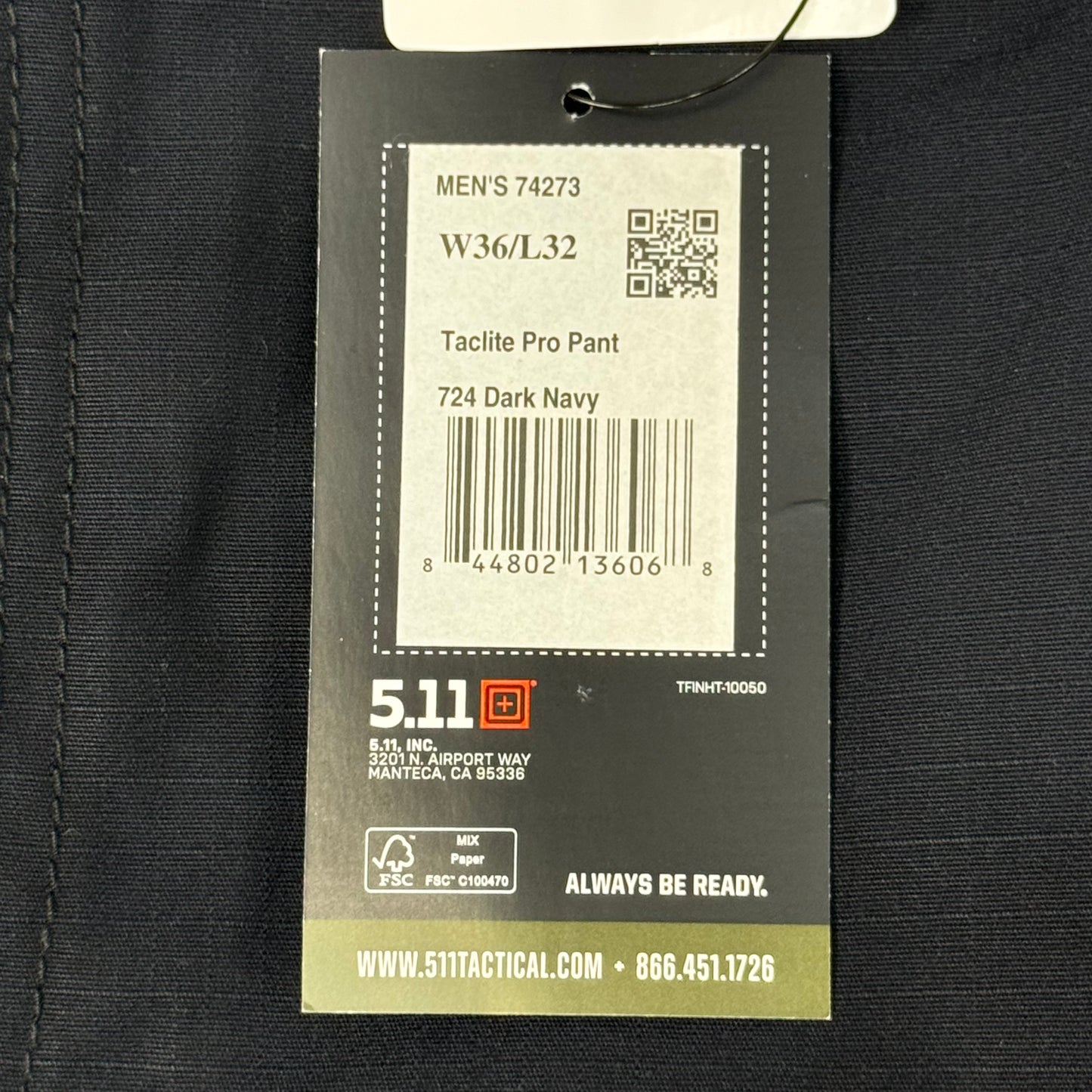 5.11 TACTICAL Men's Tactlite Pro Ripstop Pant Sz- 36"W x 32"I Black 74273