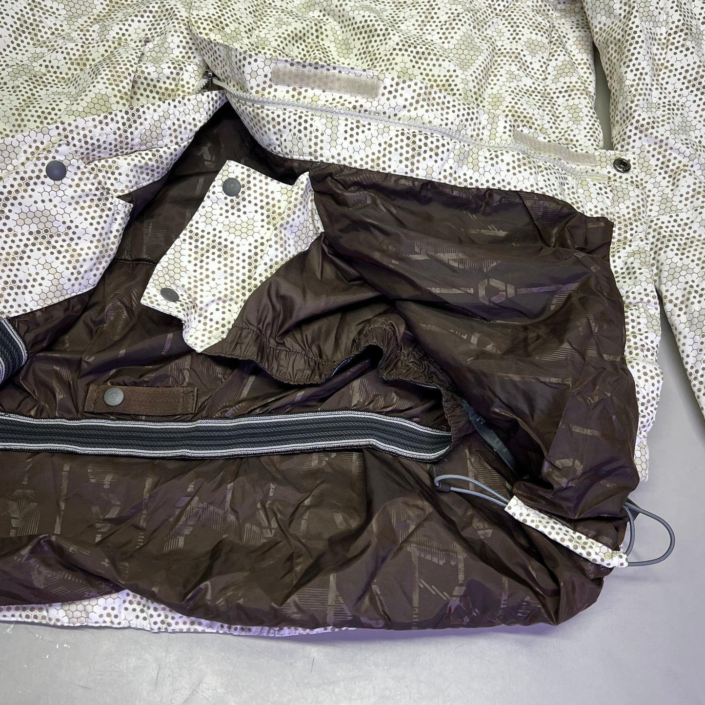 NORTH FACE Full Zip Elastic Waist Winter Coat Men's Sz L Honey Comb Pattern