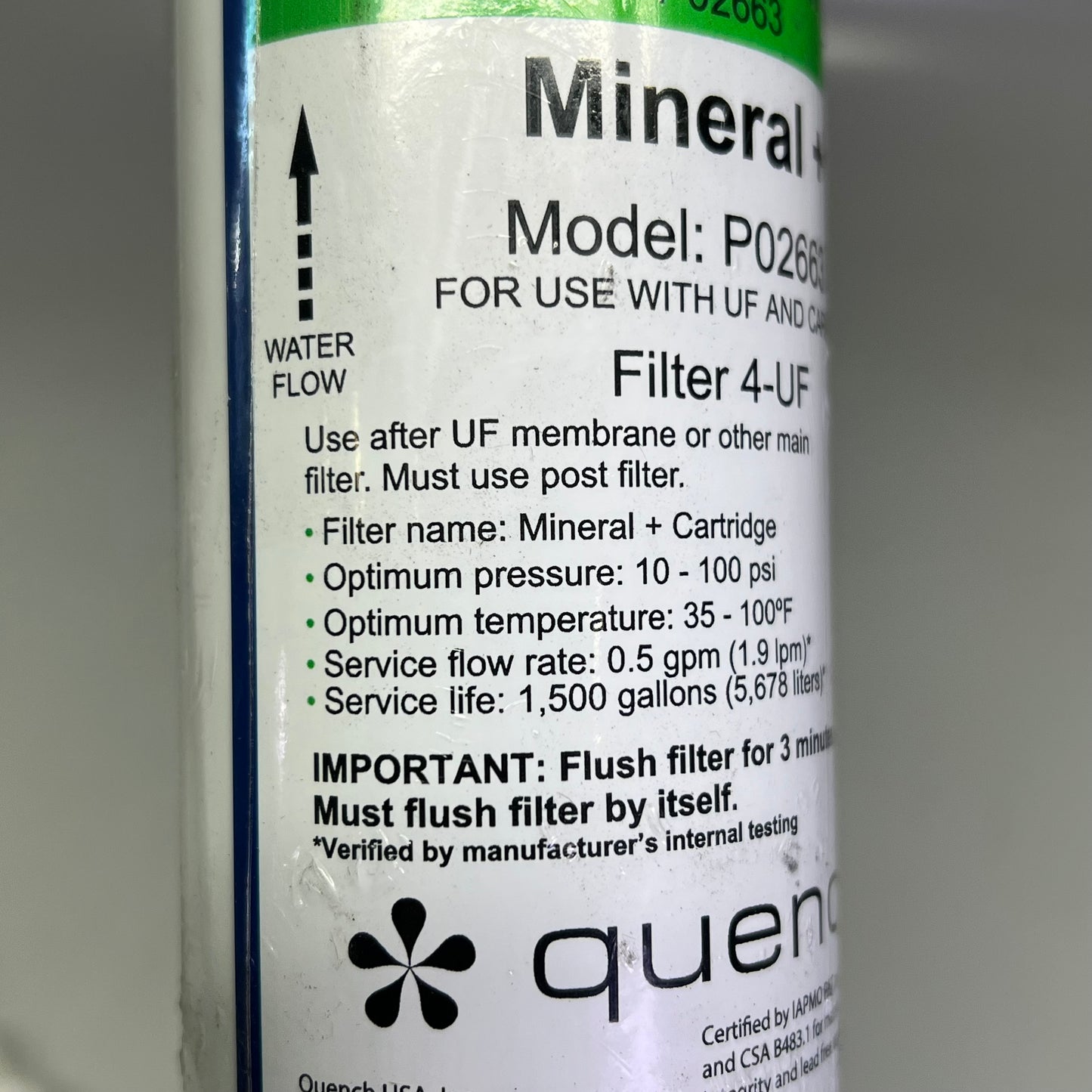 QUENCH (2 PACK) Mineral + Filter For Bottomless Water Cooler Use W/ UF & Carbon P02663