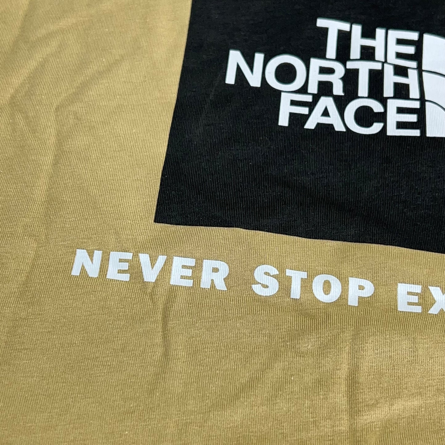THE NORTH FACE Evolution Box NSE Regular Short Sleeve Men's Sz M Khaki Stone