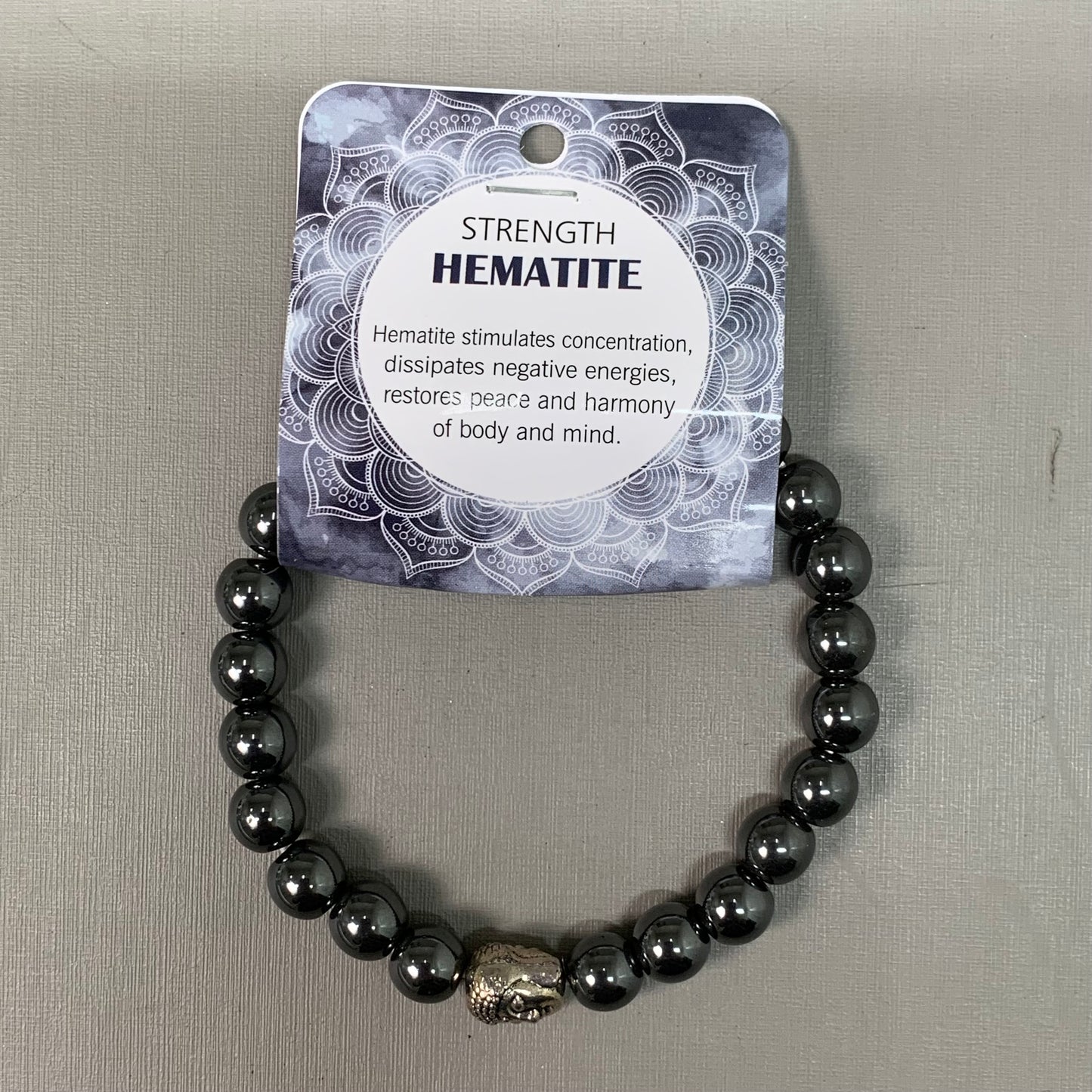 BEST WHOLESALE 12-PACK! Beaded Hematite Crystal Bracelets 3" Buddha Head New