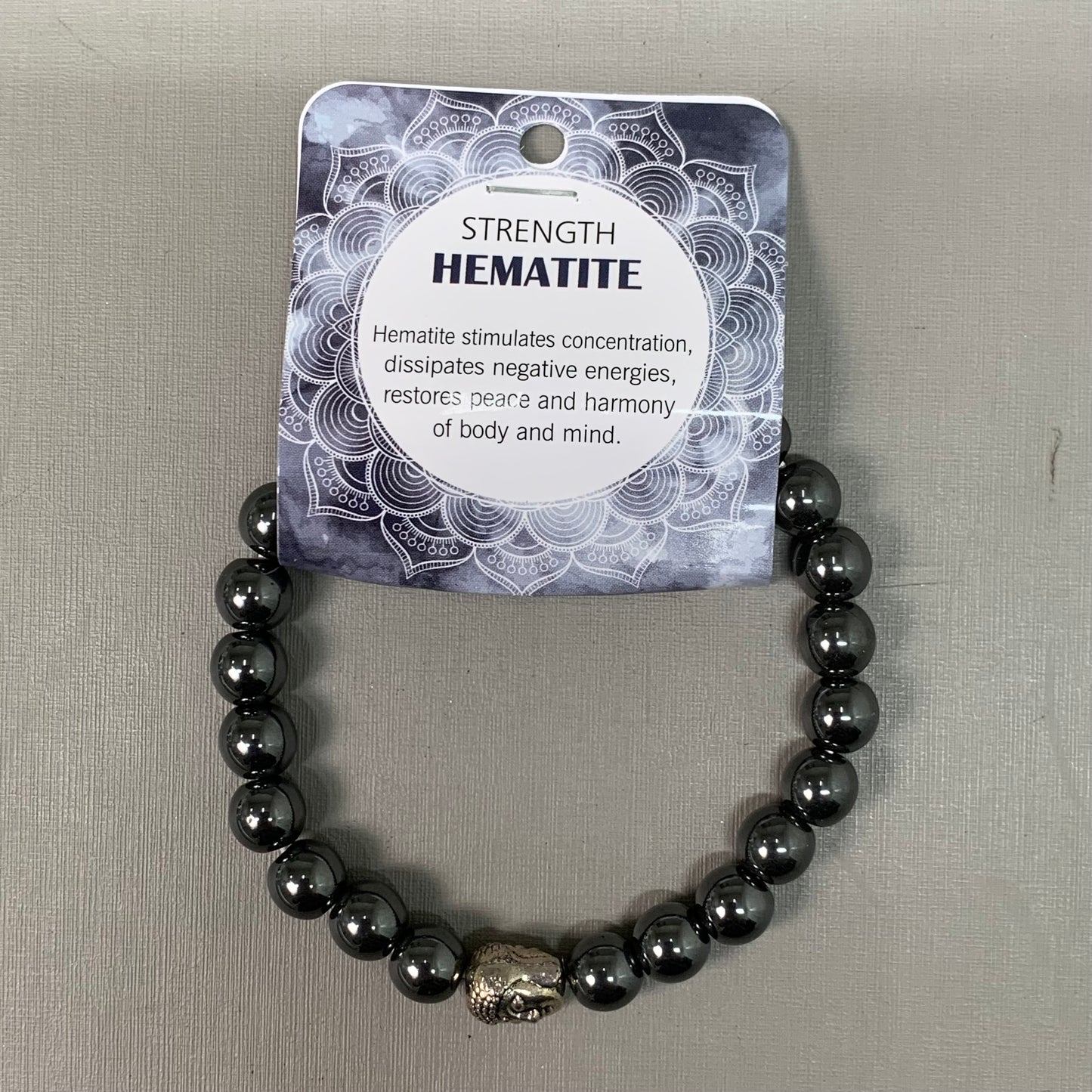 BEST WHOLESALE (12 PACK) Beaded Hematite Crystal Bracelets 3" Buddha Head New