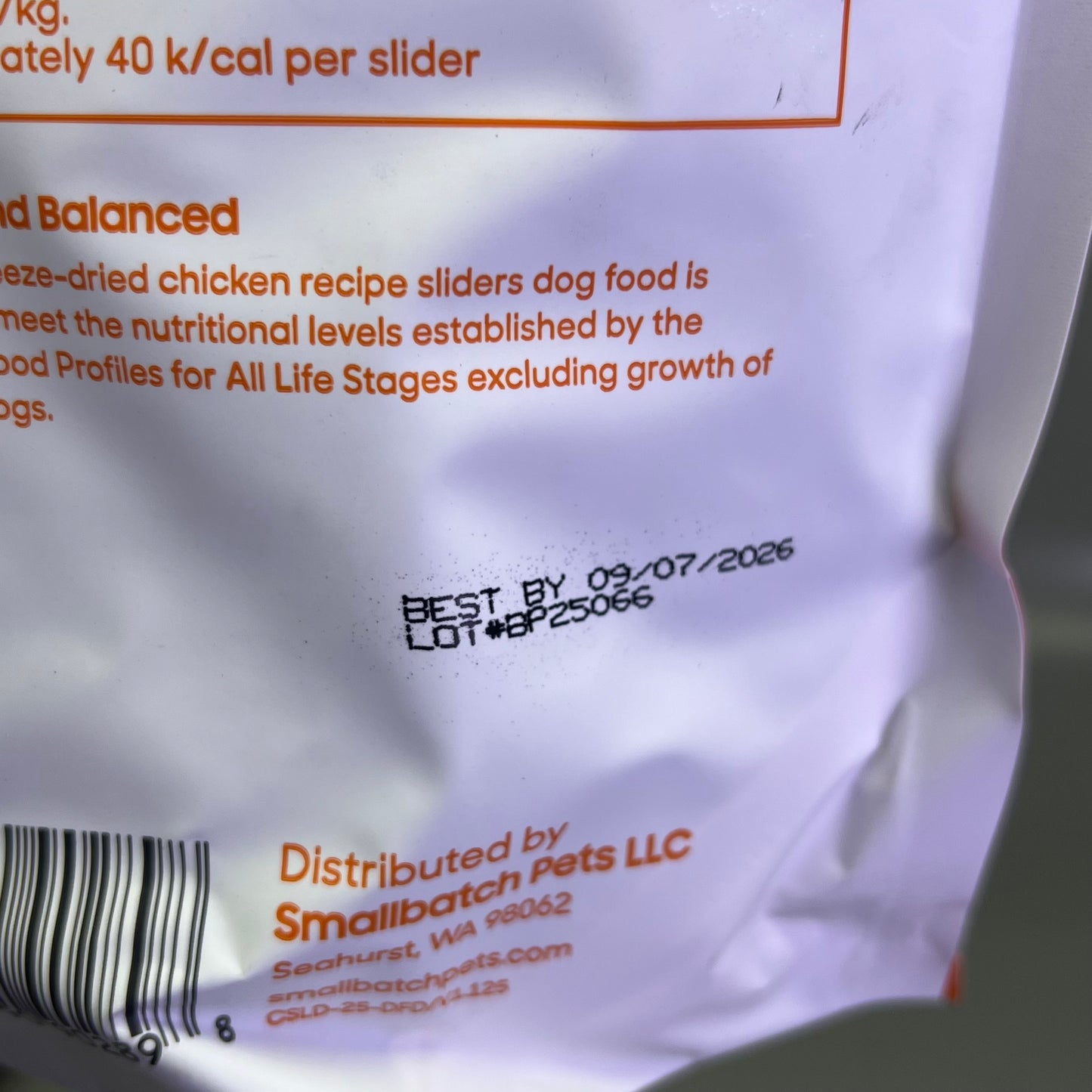 ZA@ SMALL BATCH Freeze Dried Sliders For Dogs Chicken Recipe 25 Oz Bag BB 09/26 A