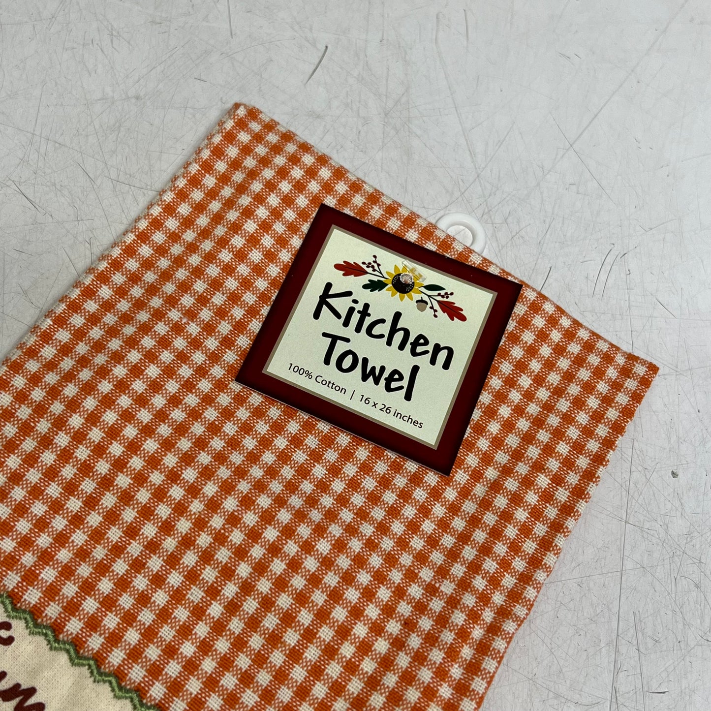 KANE KITCHEN (2 PACK) Kitchen Towels "Autumn Harvest" 16"x26" Orange Gingham