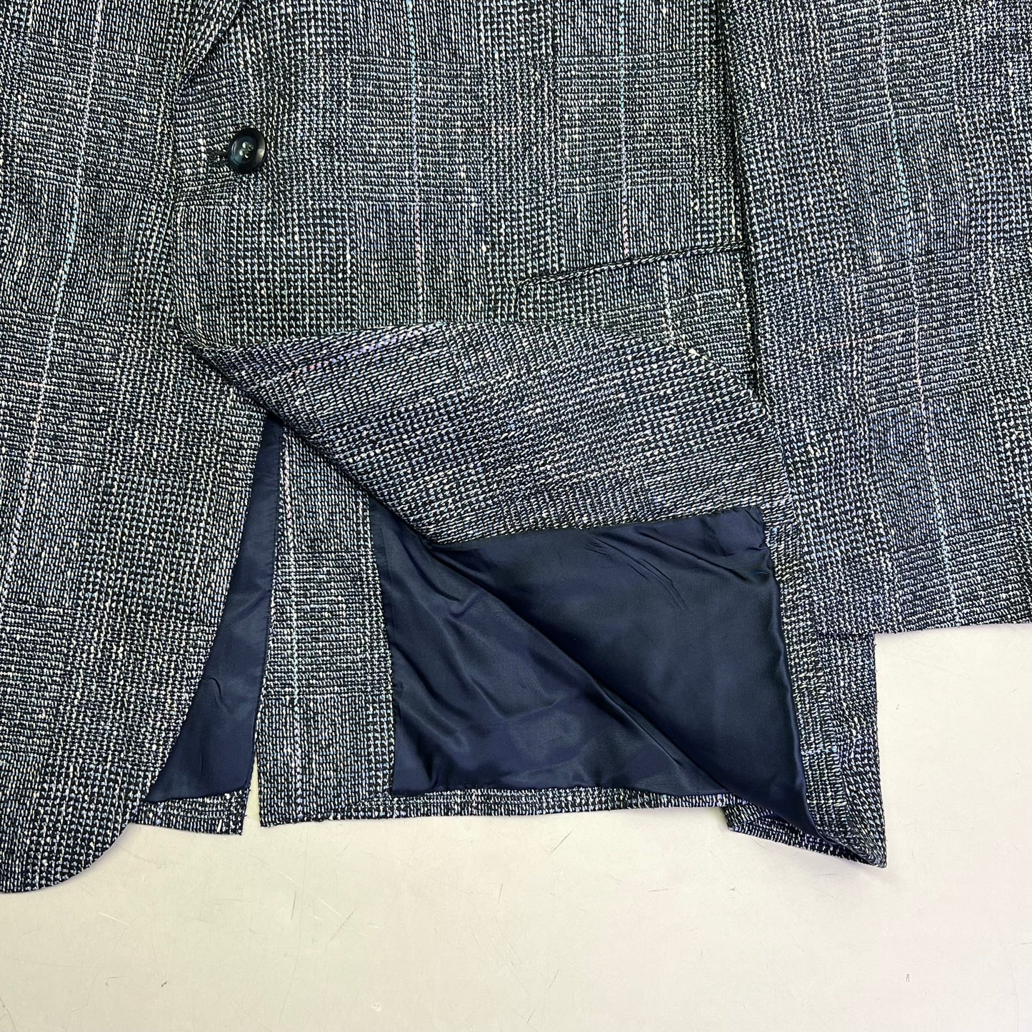 STAFFORD EXECUTIVE 100% Silk Blazer Salt & Pepper  Men's Sz 42R Blue/Black