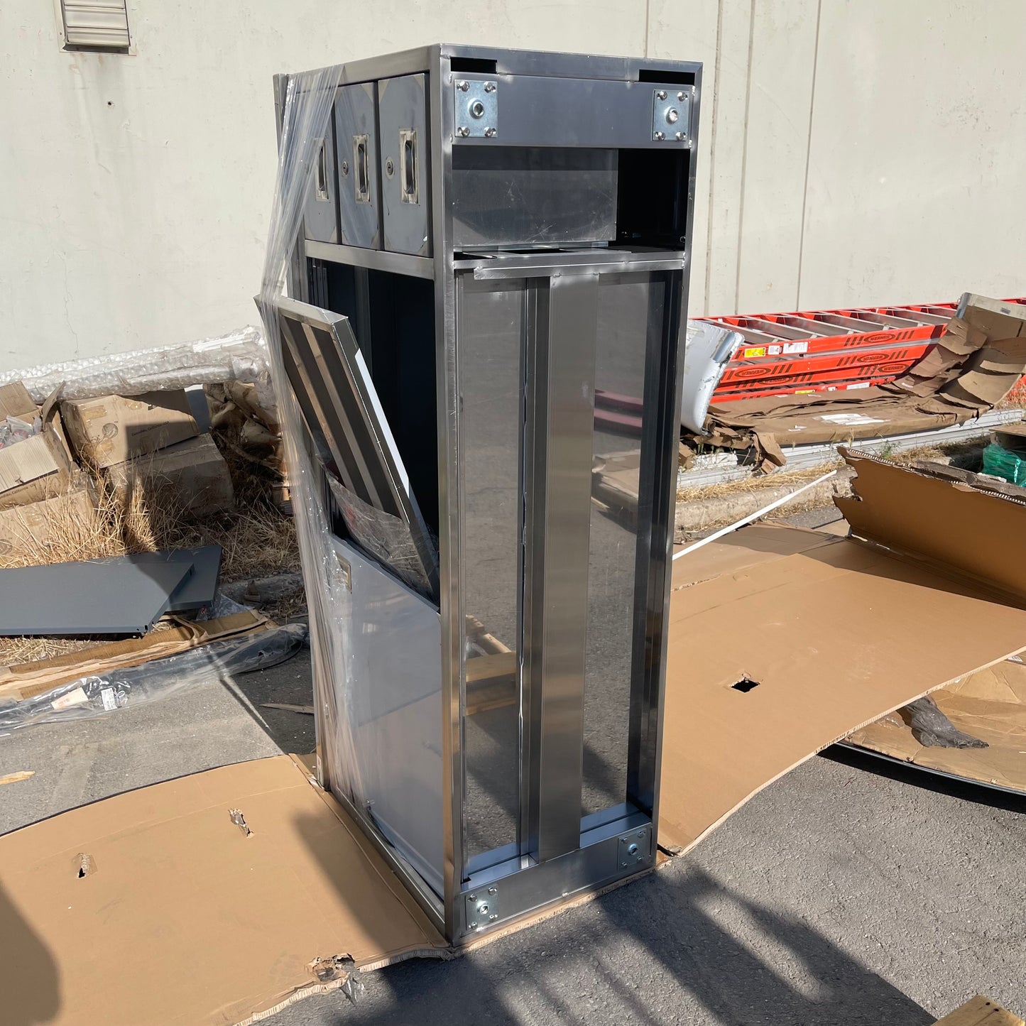 Z@ REGENCY Enclosed Base Sliding Doors Table 74”x36”x24” Stainless Steel 600EBTB2472R (AS-IS)