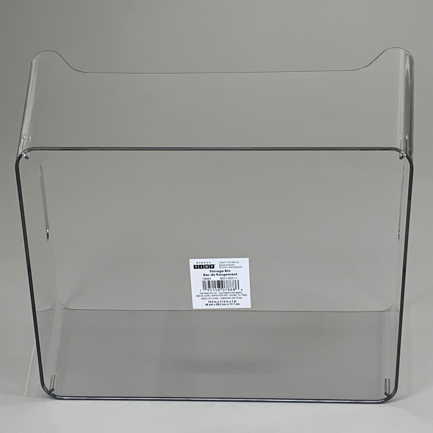 ZA@ SIMPLY TIDY (2 PACK) Storage Bin w/ Handles Premium Quality Plastic 13" x 9.5" x 5.5" Clear 738064