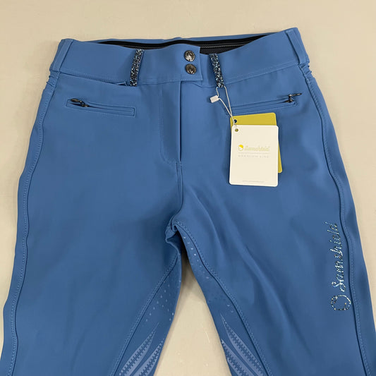 SAMSHIELD Clara Premium Equestrian Pants Women's Sz US 26, UK 8, FR 36 Washed Blue