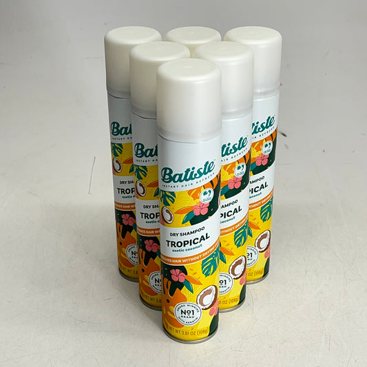 BATISTE (6 PACK) Dry Shampoo Tropical Scent Exotic Coconut 3.81 fl oz Clear