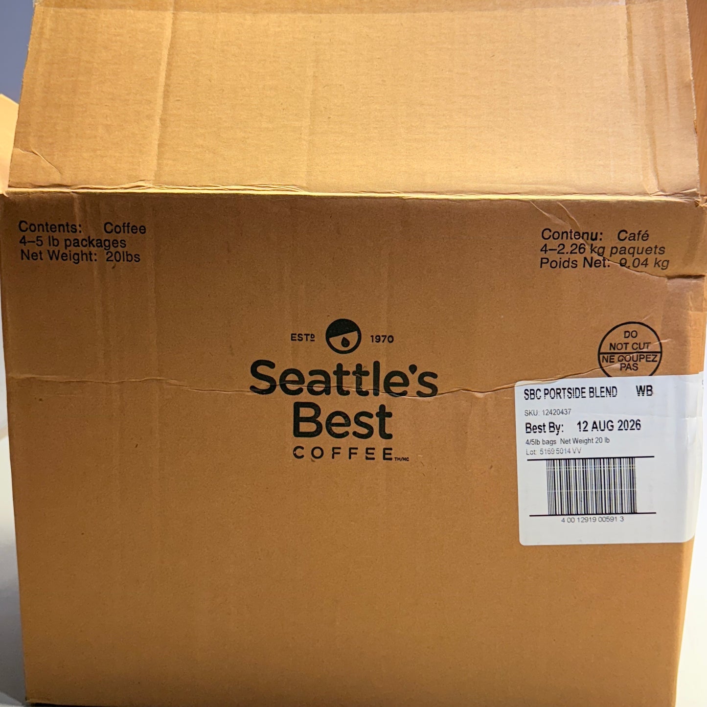 ZA@ SEATTLE'S BEST COFFEE (4 PACK) Portside Blend 5LB  BB 08/26 A