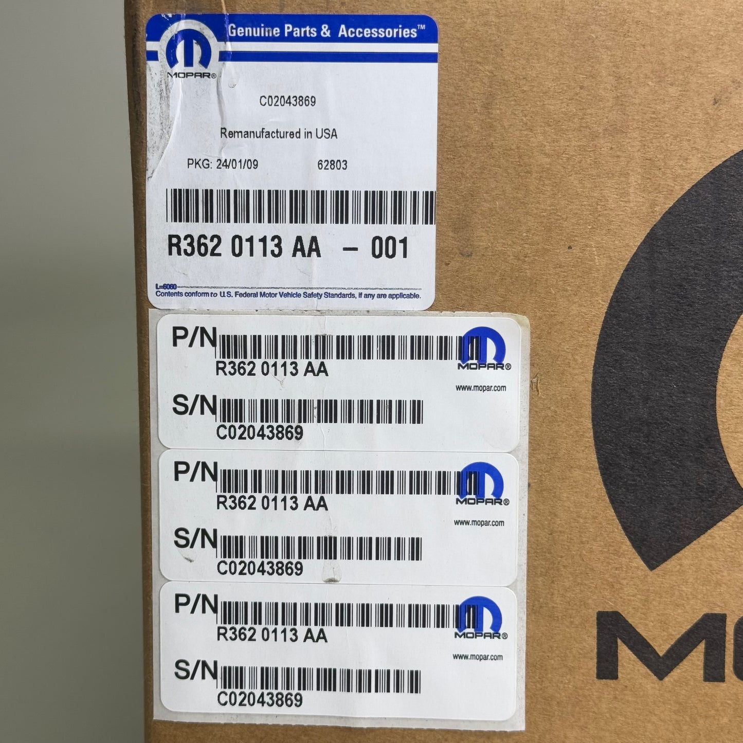 MOPAR Remanufactured Cylinder Head Left Side Sz 17” L x 7.5” W x 7” R3620113AA