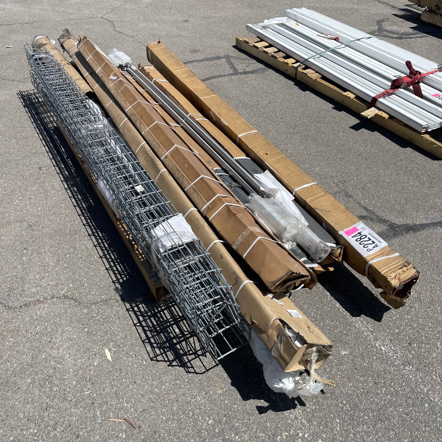 ZA@ Pallet of MIXED Steel Channels, Blinds, Canvas Roll Awning, & More (AS-IS)
