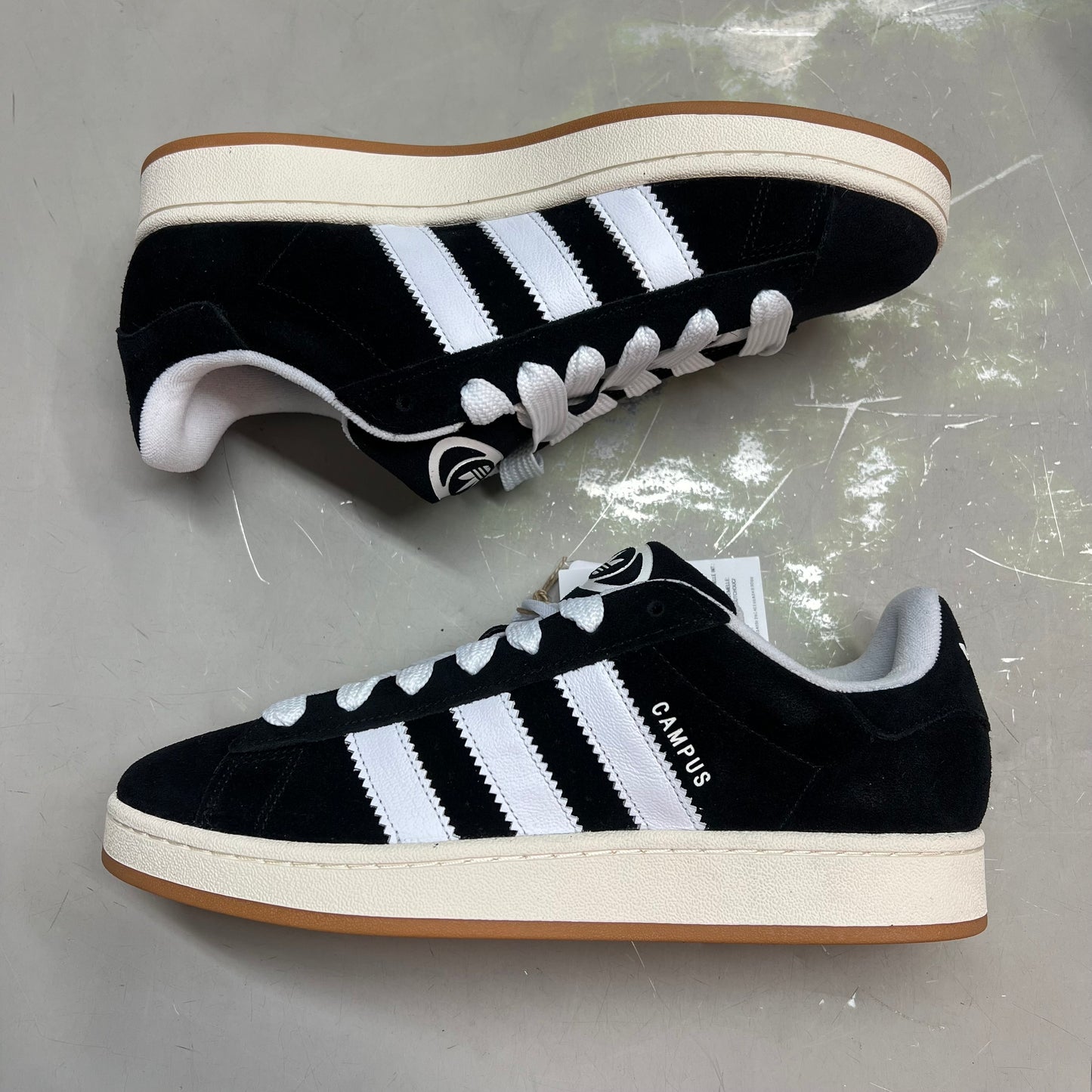 ADIDAS Campus 00s Fat Lace Sneaker Men's Sz 10 Core Black/Cloud White/Off White