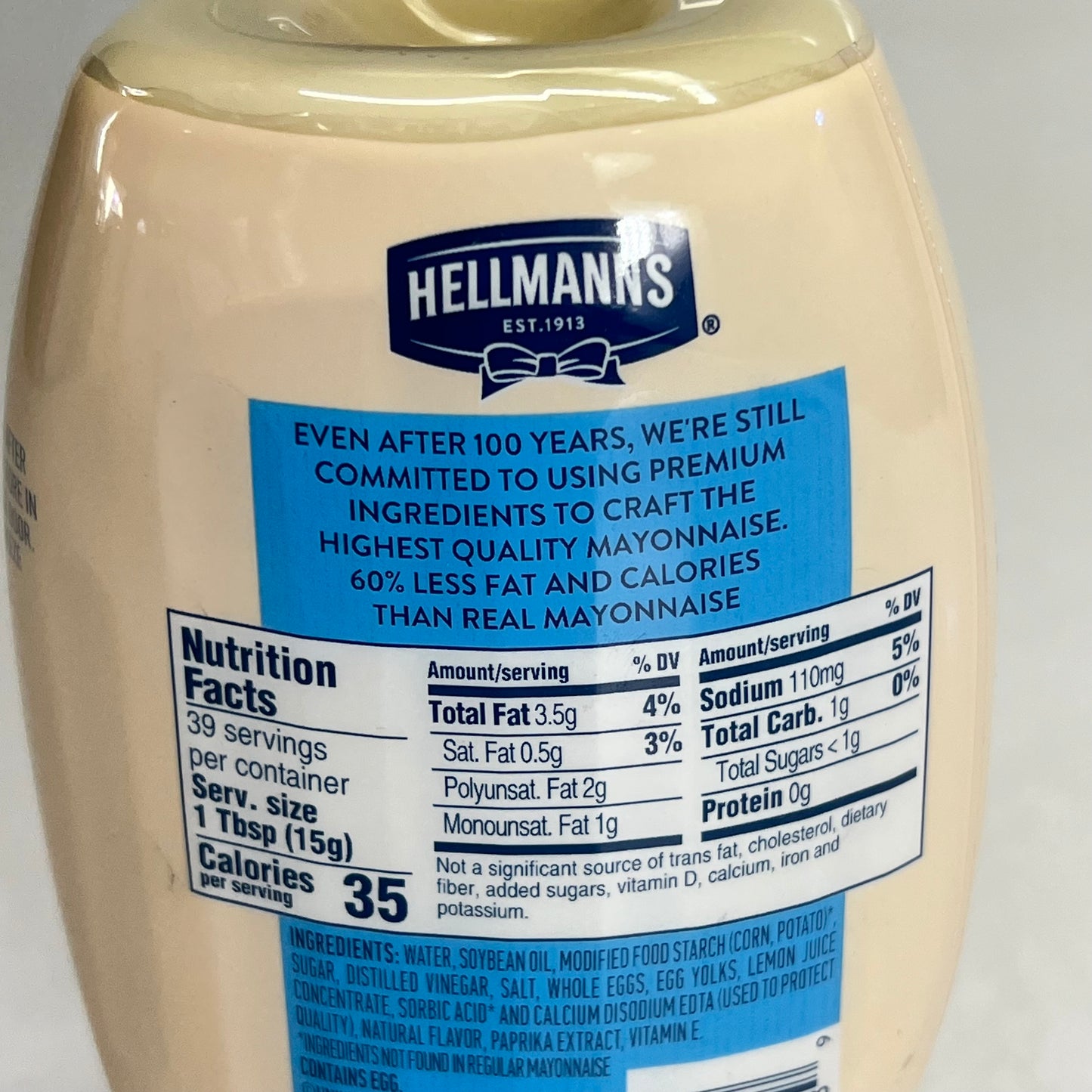HELLMANN'S (6 PACK) Light Mayonnaise in Squeeze Bottle 20 fl oz White BB 11/26