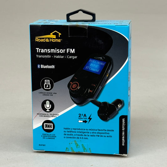 ROAD & HOME FM Transmitter Bluetooth 2.1A Output 1.44" LCD Display RVP187-09120