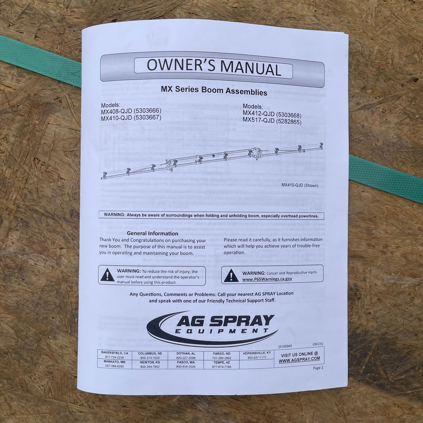 Z@ AG SPRAY Boom Kit MX412-QJD (AS-IS)