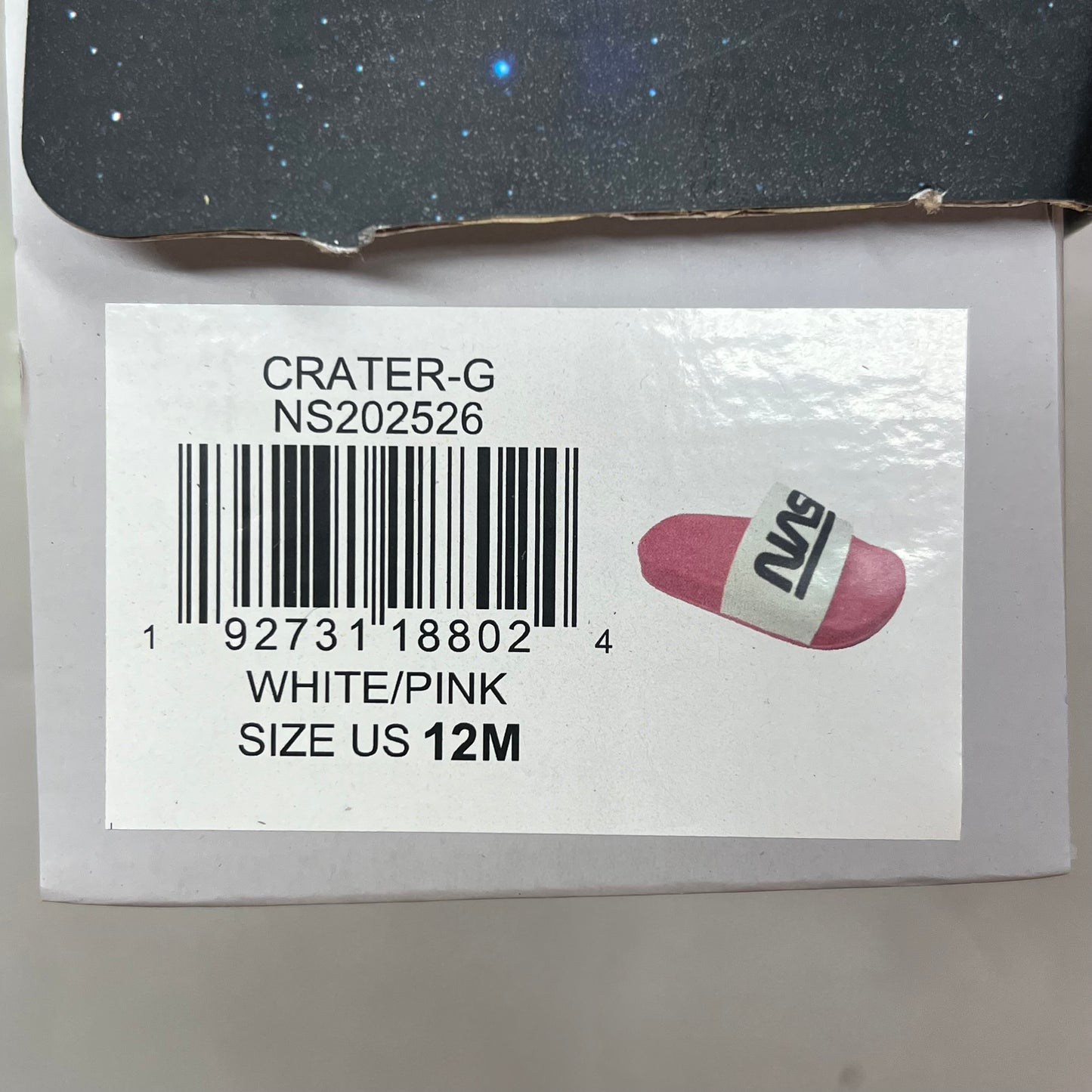 NASA Lightweight Slip-On Crater-G Sandal Slide Girl's Sz 12M Pink/White NS202526