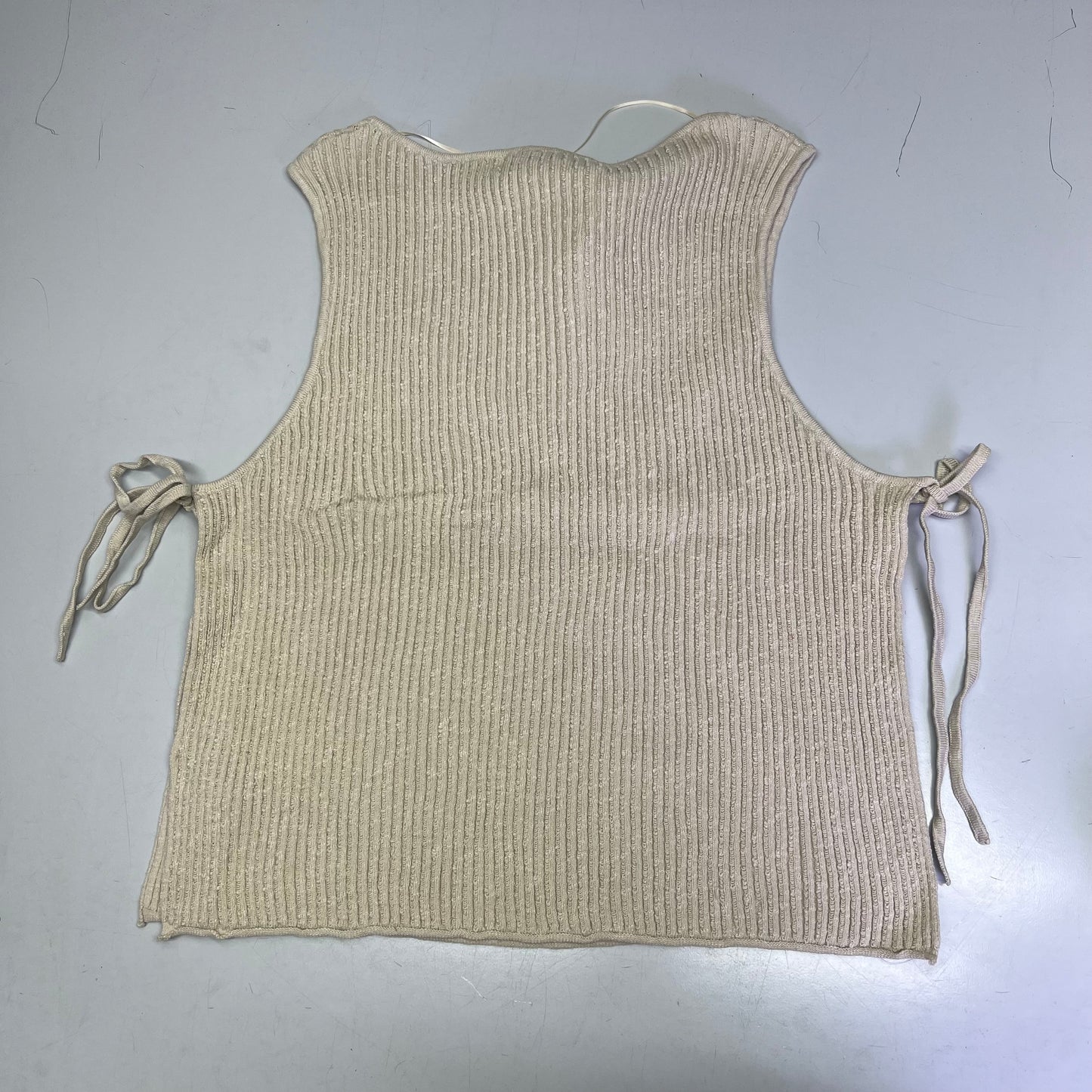 FREE PEOPLE Side Tie Lizzie Sweater Top Women's Sz L Summer Sand 97299119