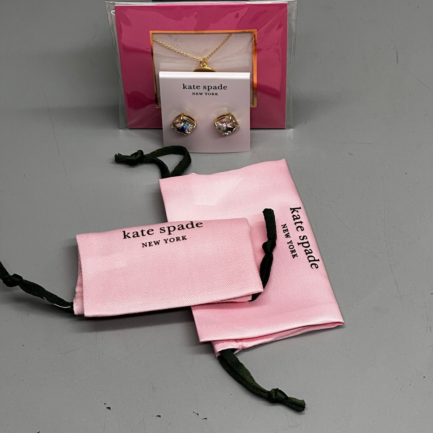 KATE SPADE New York Jewelry Set | Clear Stud Earrings & Gold Initial “C” Necklace