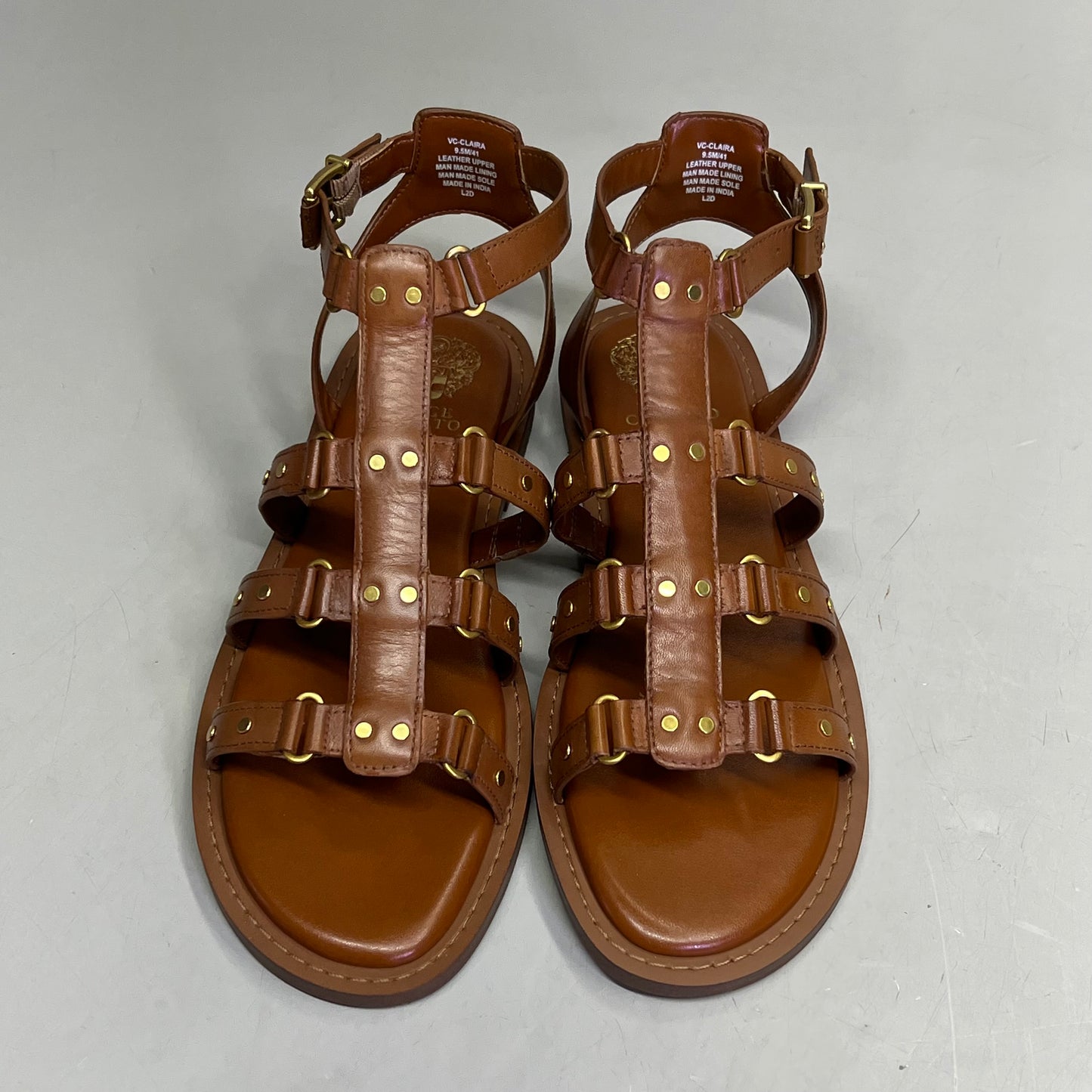 VINCE CAMUTO Leather Studded Gladiator Sandals Women's Sz 9M Caramelo VC-Claira