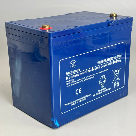 WESTINGHOUSE Battery WHB75AH Size 10”Lx6.5”Wx8”H Blue Used