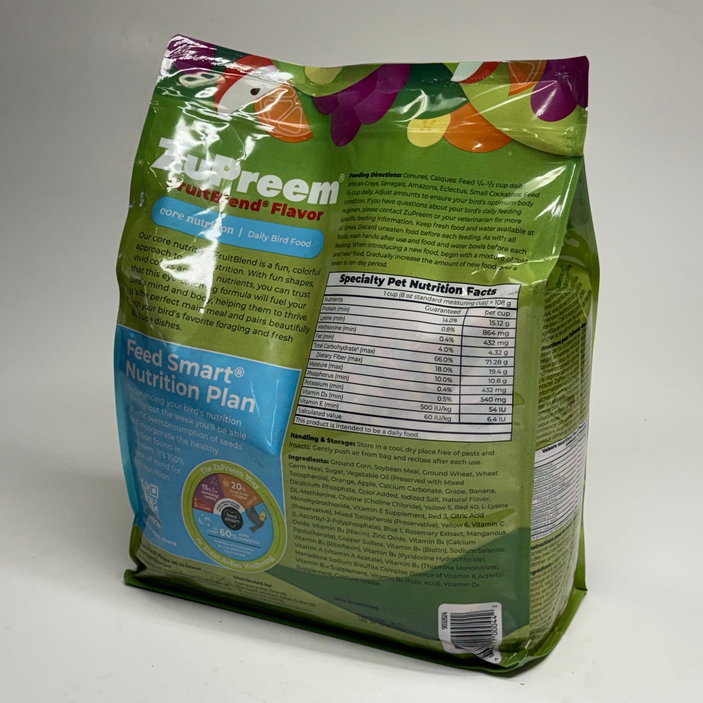 ZUPREEM FruitBlend Flavor with Natural Flavors Daily Parrot & Conure Bird Food 10 lb. BB 10/27