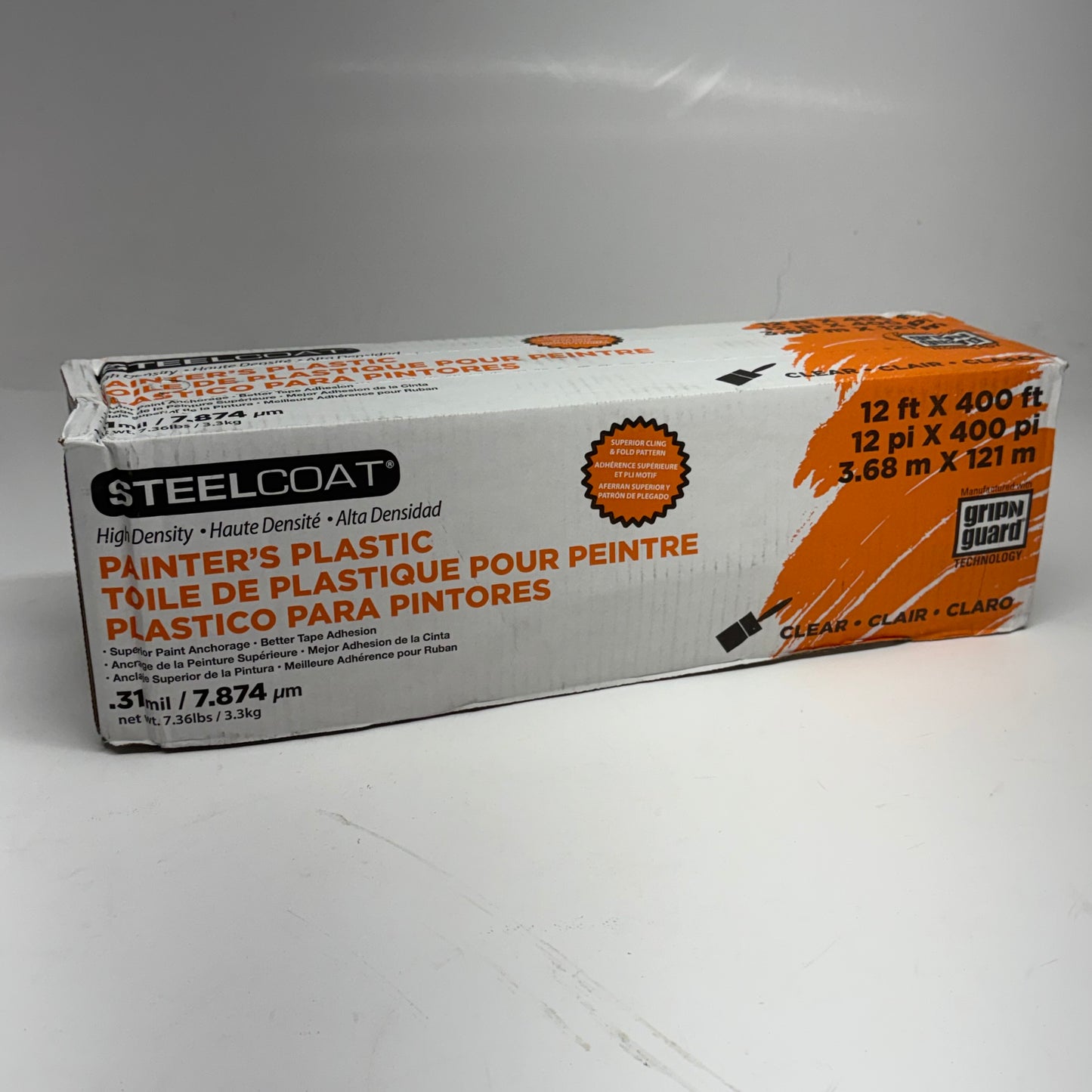 STEELCOAT High Density Painter's Plastic Sheeting Clear Sz 12' x 400'