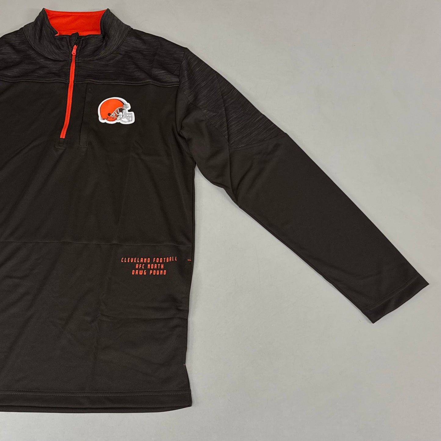 NFL Cleveland Browns Quarter Zip Pullover Shirt Long Sleeve L Brown 1802969