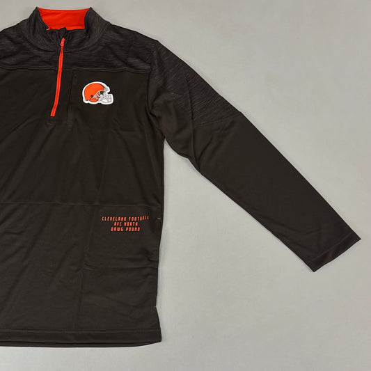 NFL Cleveland Browns Quarter Zip Pullover Shirt Long Sleeve L Brown 1802969